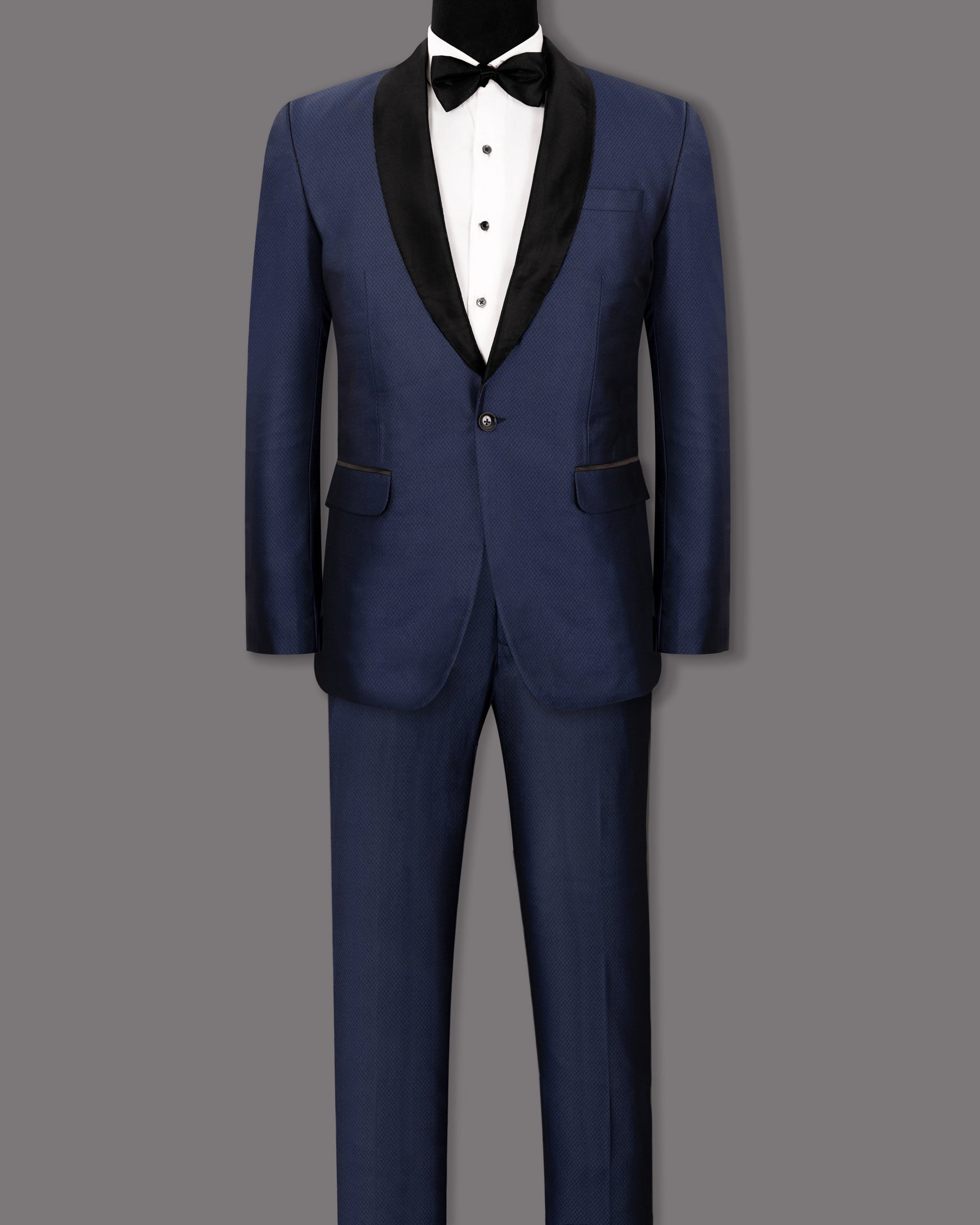 Port Gore Blue Subtle Textured Woolrich Tuxedo Suit