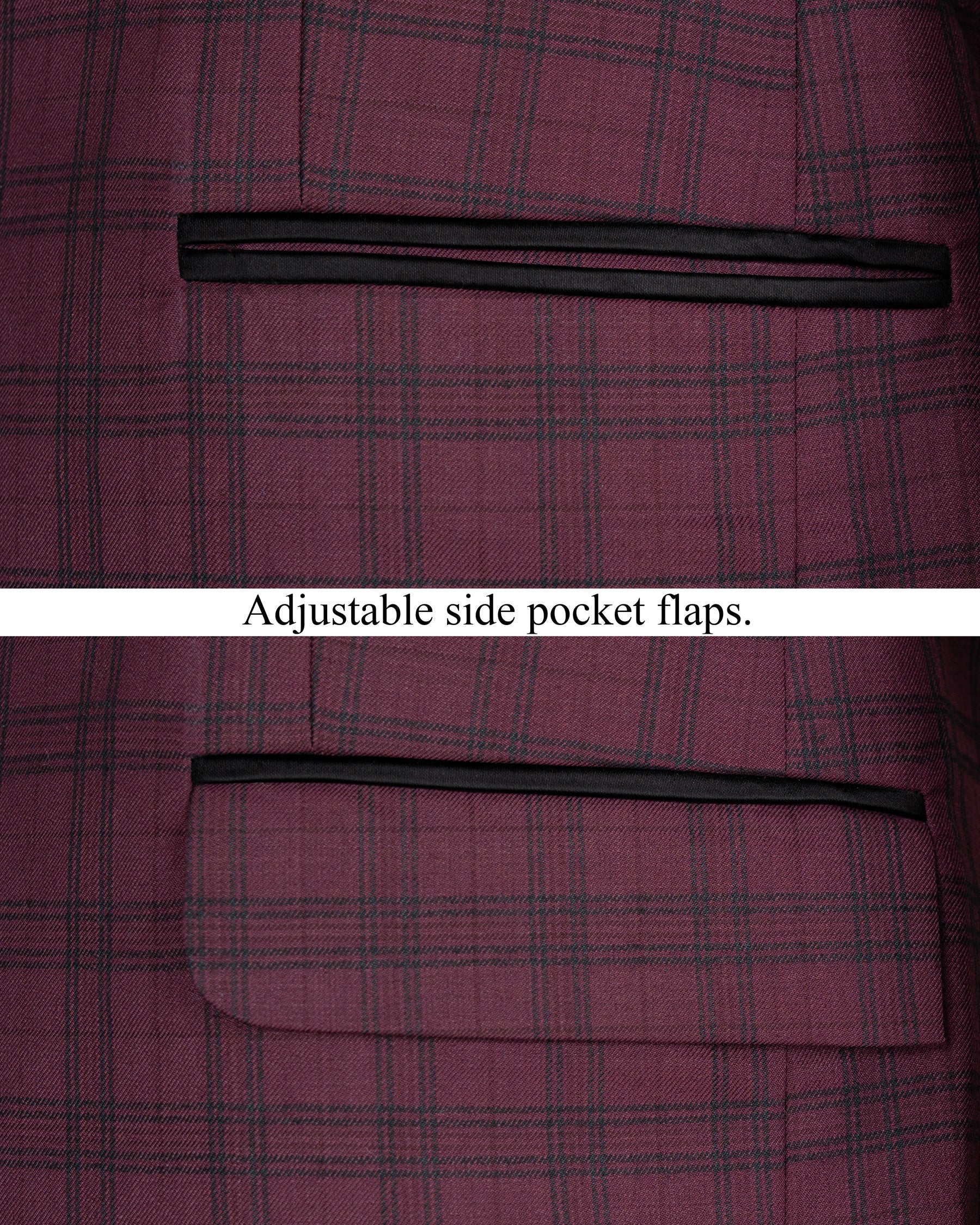 Eggplant Red Plaid Wool Rich Tuxedo Suit ST1379-BKL-36, ST1379-BKL-38, ST1379-BKL-40, ST1379-BKL-42, ST1379-BKL-44, ST1379-BKL-46, ST1379-BKL-48, ST1379-BKL-50, ST1379-BKL-52, ST1379-BKL-54, ST1379-BKL-56, ST1379-BKL-58, ST1379-BKL-60