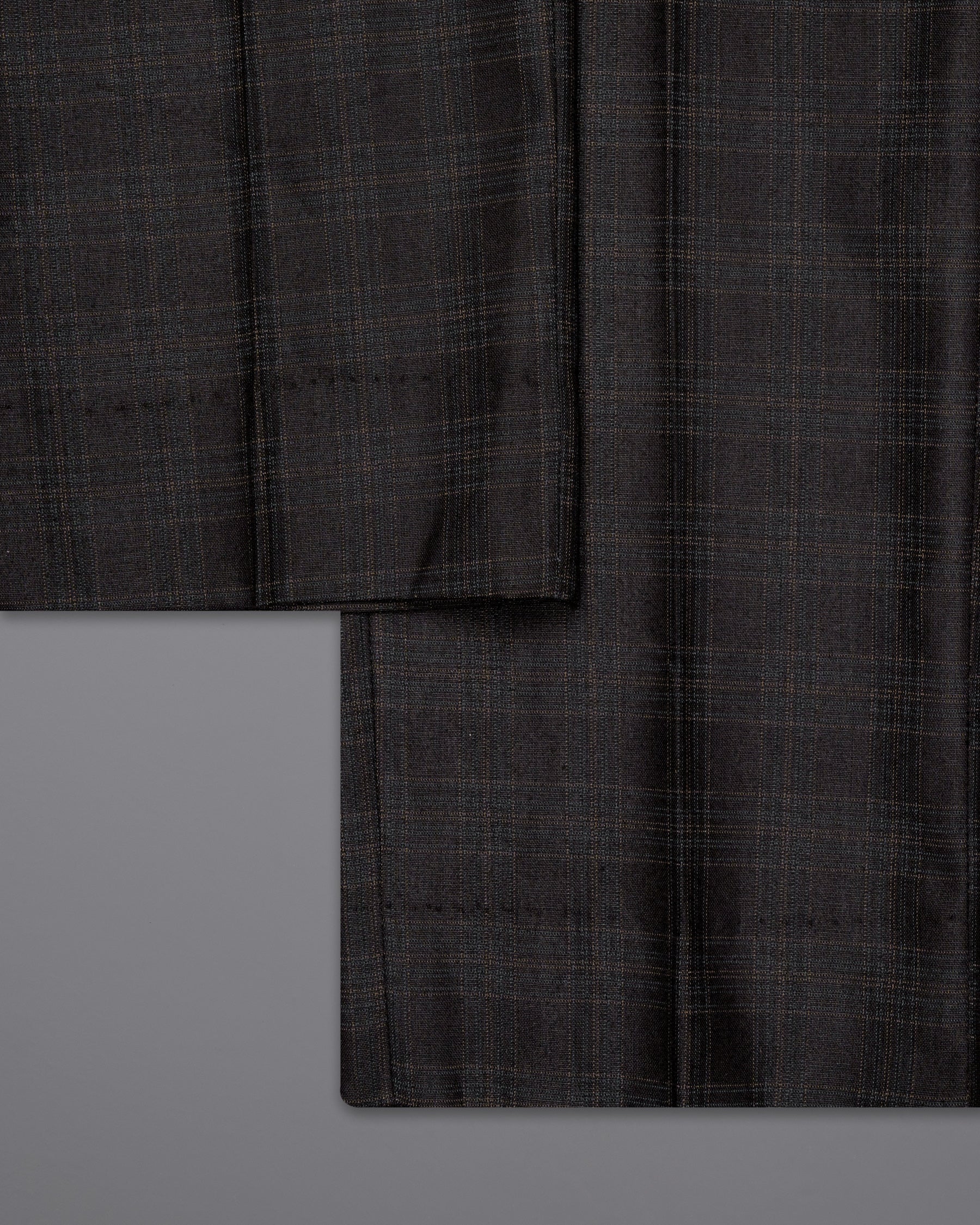 Piano Black Plaid Designer Lapel Wool Rich Suit