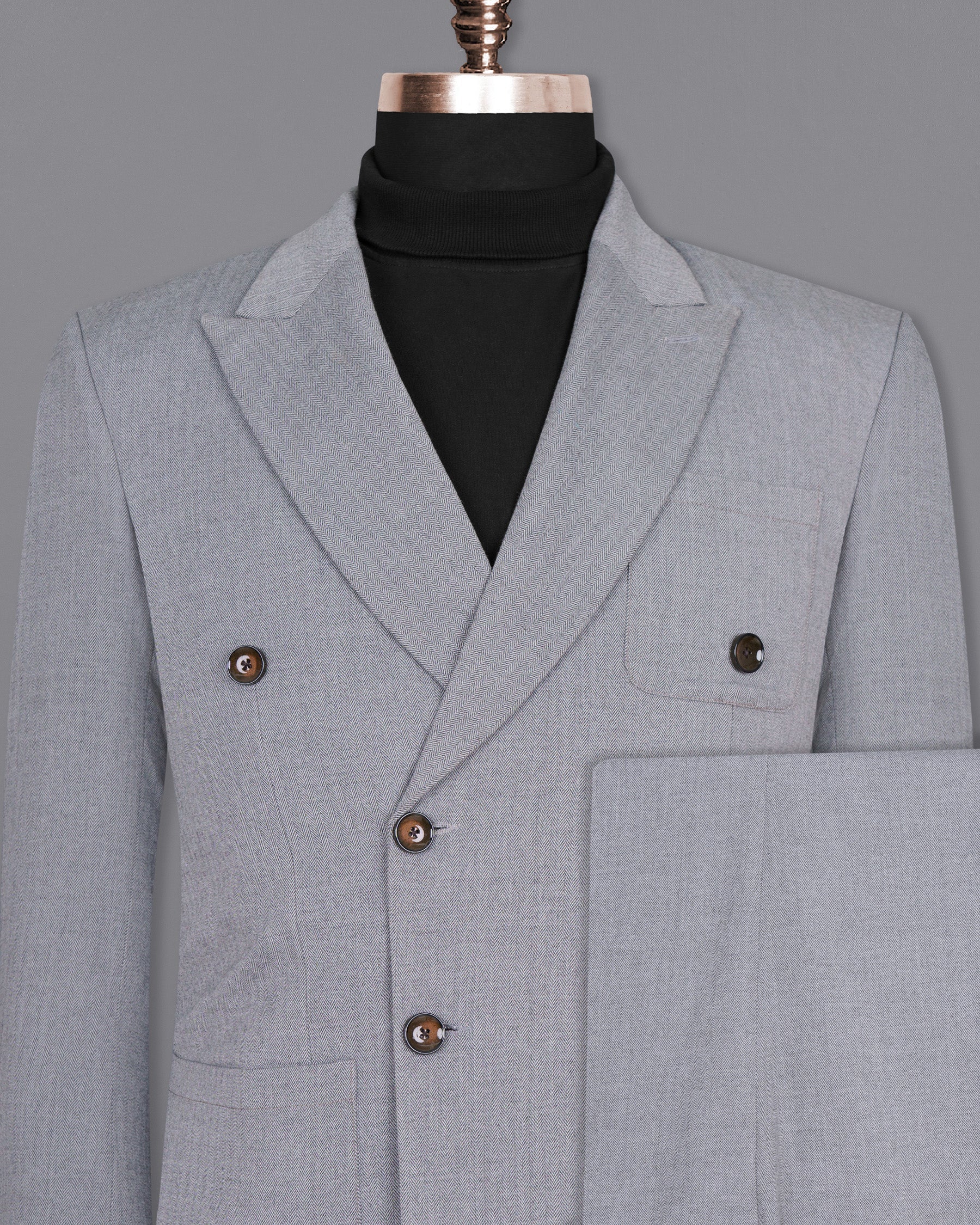 Spun Pearl Grey Herringbone DouSTe-breasted Premium Cotton Sports Suit ST1435-DB-PP-36,ST1435-DB-PP-38,ST1435-DB-PP-40,ST1435-DB-PP-42,ST1435-DB-PP-44,ST1435-DB-PP-46,ST1435-DB-PP-48,ST1435-DB-PP-50,ST1435-DB-PP-52,ST1435-DB-PP-54,ST1435-DB-PP-56,ST1435-DB-PP-58,ST1435-DB-PP-60