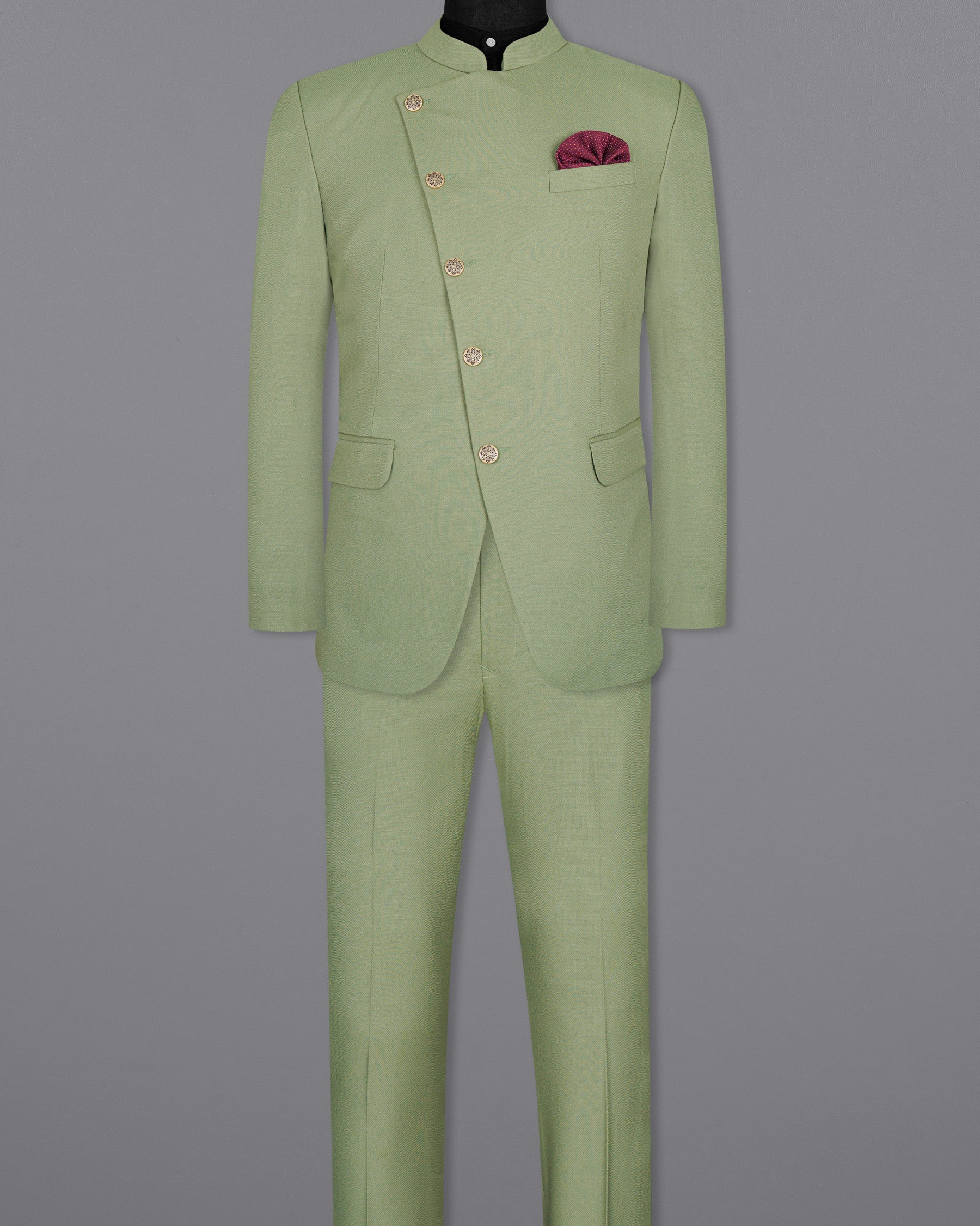 Camouflage Green Cross Buttoned Bandhgala Wool rich Suit ST1437-CBG-36,ST1437-CBG-38,ST1437-CBG-40,ST1437-CBG-42,ST1437-CBG-44,ST1437-CBG-46,ST1437-CBG-48,ST1437-CBG-50,ST1437-CBG-52,ST1437-CBG-54,ST1437-CBG-56,ST1437-CBG-58,ST1437-CBG-60