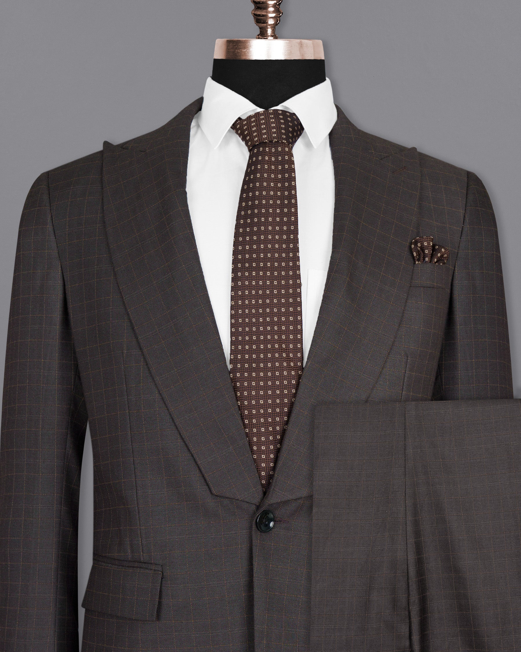 Brown Plaid Wool Rich Suit ST1465-D22-36,ST1465-D22-38,ST1465-D22-40,ST1465-D22-42,ST1465-D22-44,ST1465-D22-46,ST1465-D22-48,ST1465-D22-50,ST1465-D22-52,ST1465-D22-54,ST1465-D22-56,ST1465-D22-58,ST1465-D22-60