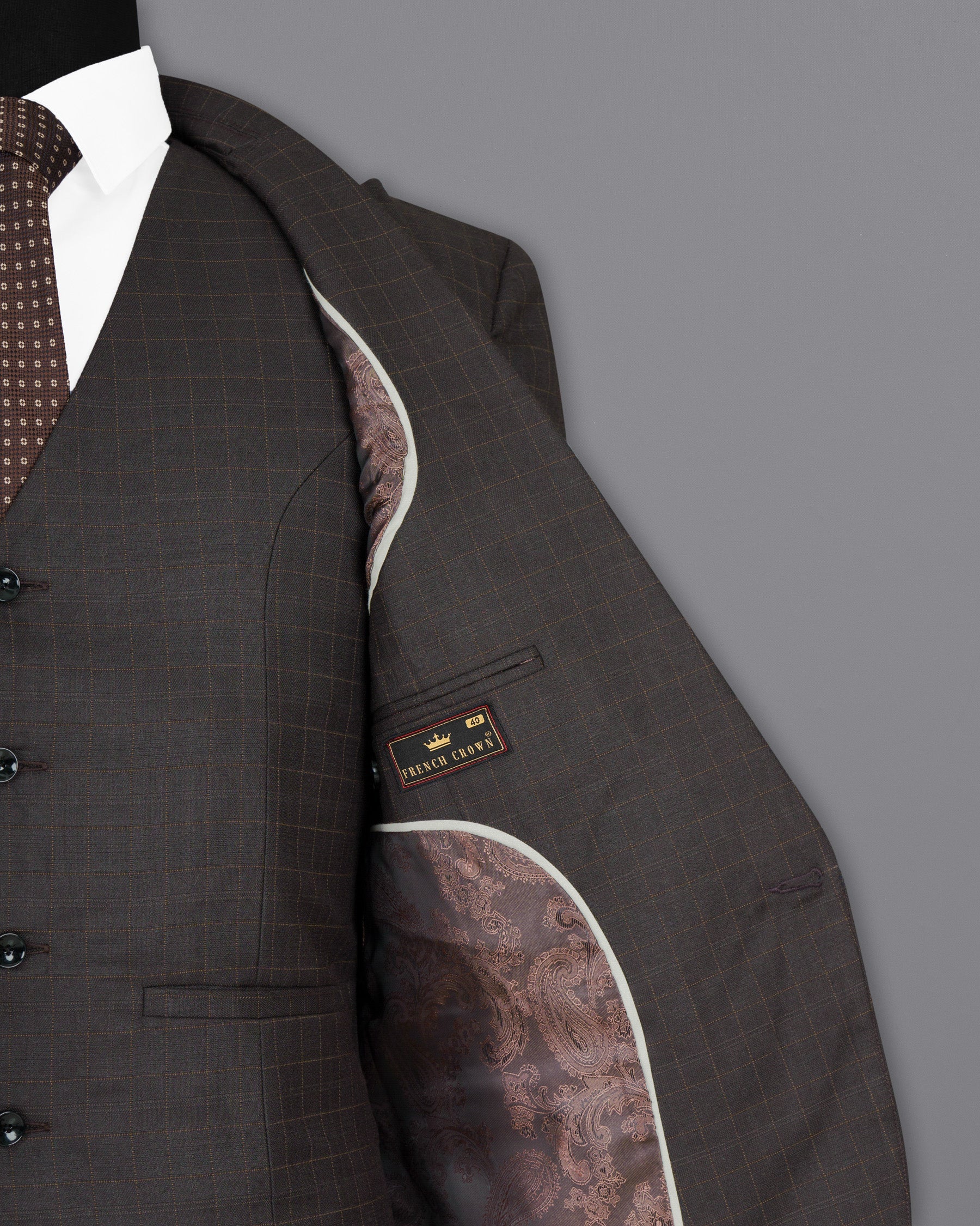 Brown Plaid Wool Rich Suit ST1465-D22-36,ST1465-D22-38,ST1465-D22-40,ST1465-D22-42,ST1465-D22-44,ST1465-D22-46,ST1465-D22-48,ST1465-D22-50,ST1465-D22-52,ST1465-D22-54,ST1465-D22-56,ST1465-D22-58,ST1465-D22-60