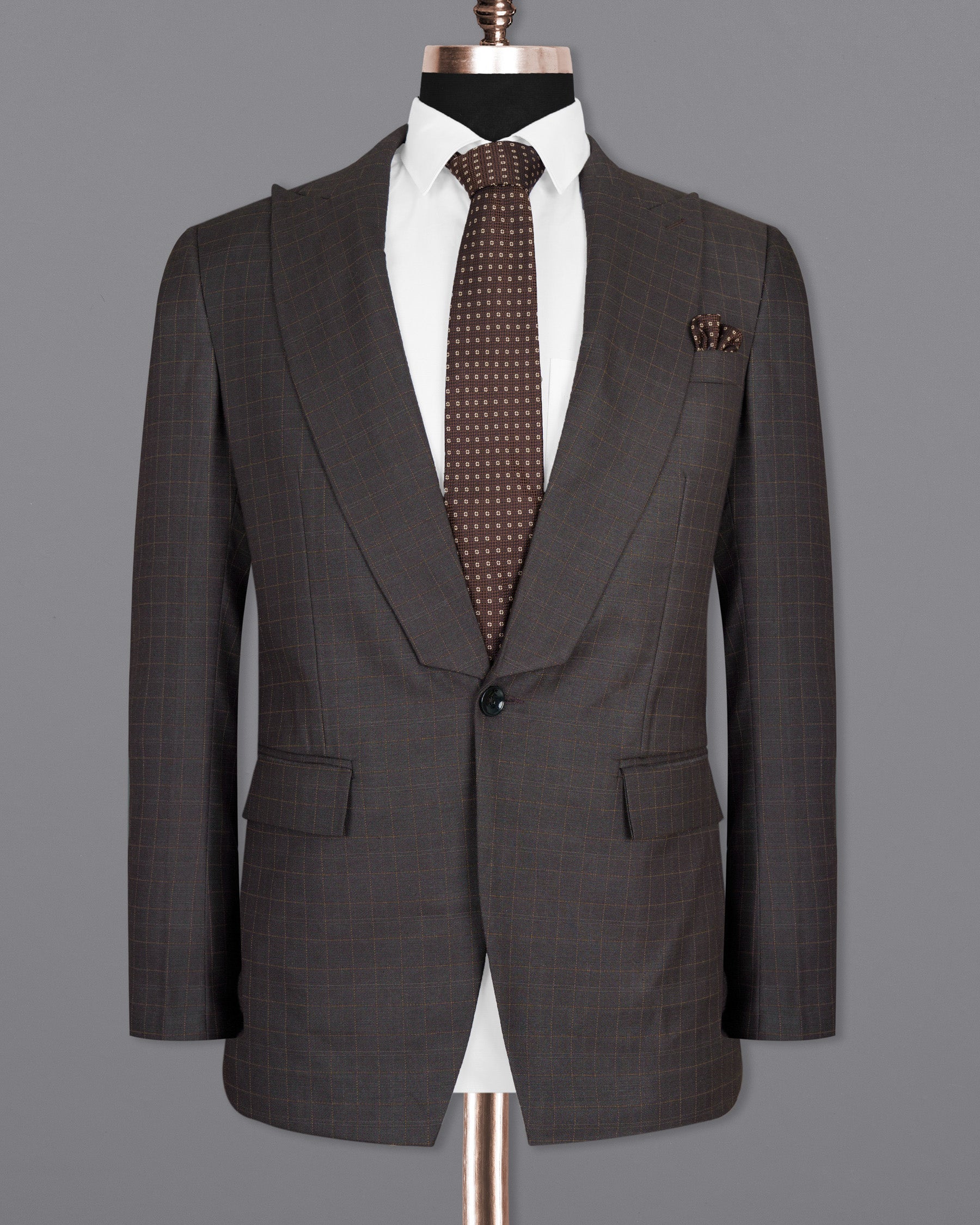 Brown Plaid Wool Rich Suit ST1465-D22-36,ST1465-D22-38,ST1465-D22-40,ST1465-D22-42,ST1465-D22-44,ST1465-D22-46,ST1465-D22-48,ST1465-D22-50,ST1465-D22-52,ST1465-D22-54,ST1465-D22-56,ST1465-D22-58,ST1465-D22-60