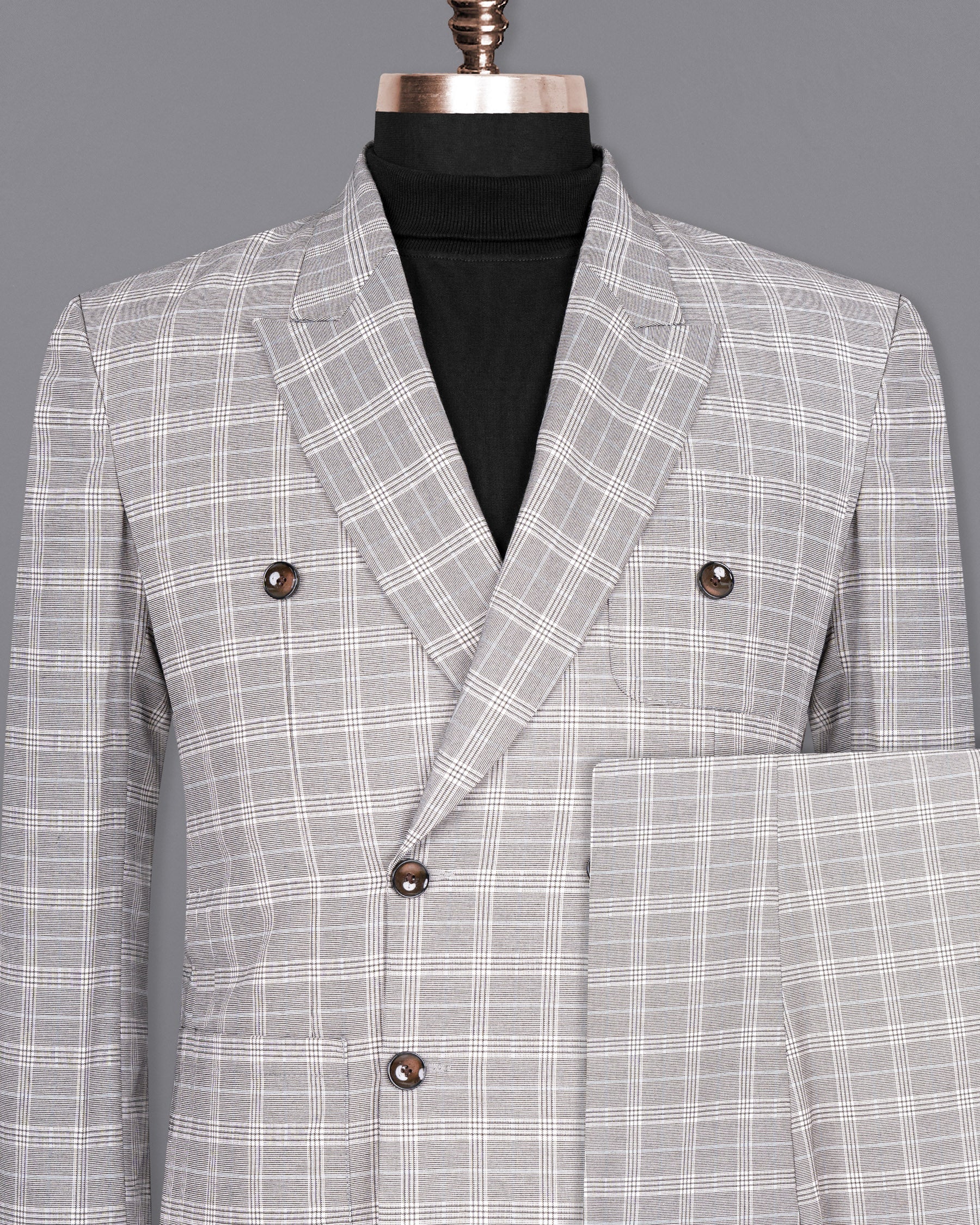 Mercury Grey Plaid Woolrich DouSTe-Breasted Suit ST1478-D22-36,ST1478-DB-PP-38,ST1478-DB-PP-40,ST1478-DB-PP-42,ST1478-DB-PP-44,ST1478-DB-PP-46,ST1478-DB-PP-48,ST1478-DB-PP-50,ST1478-DB-PP-52,ST1478-DB-PP-54,ST1478-DB-PP-56,ST1478-DB-PP-58,ST1478-DB-PP-60