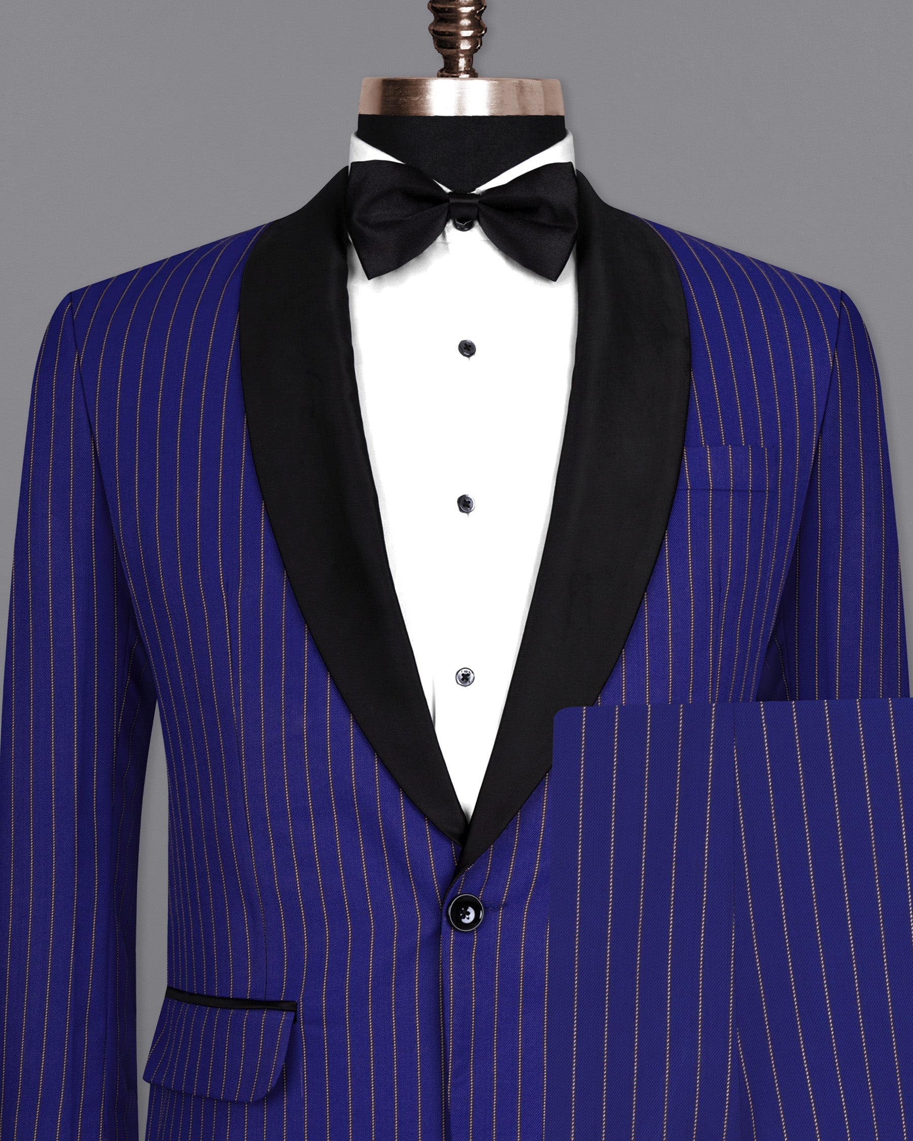 Violet Striped Wool Rich Tuxedo Suit