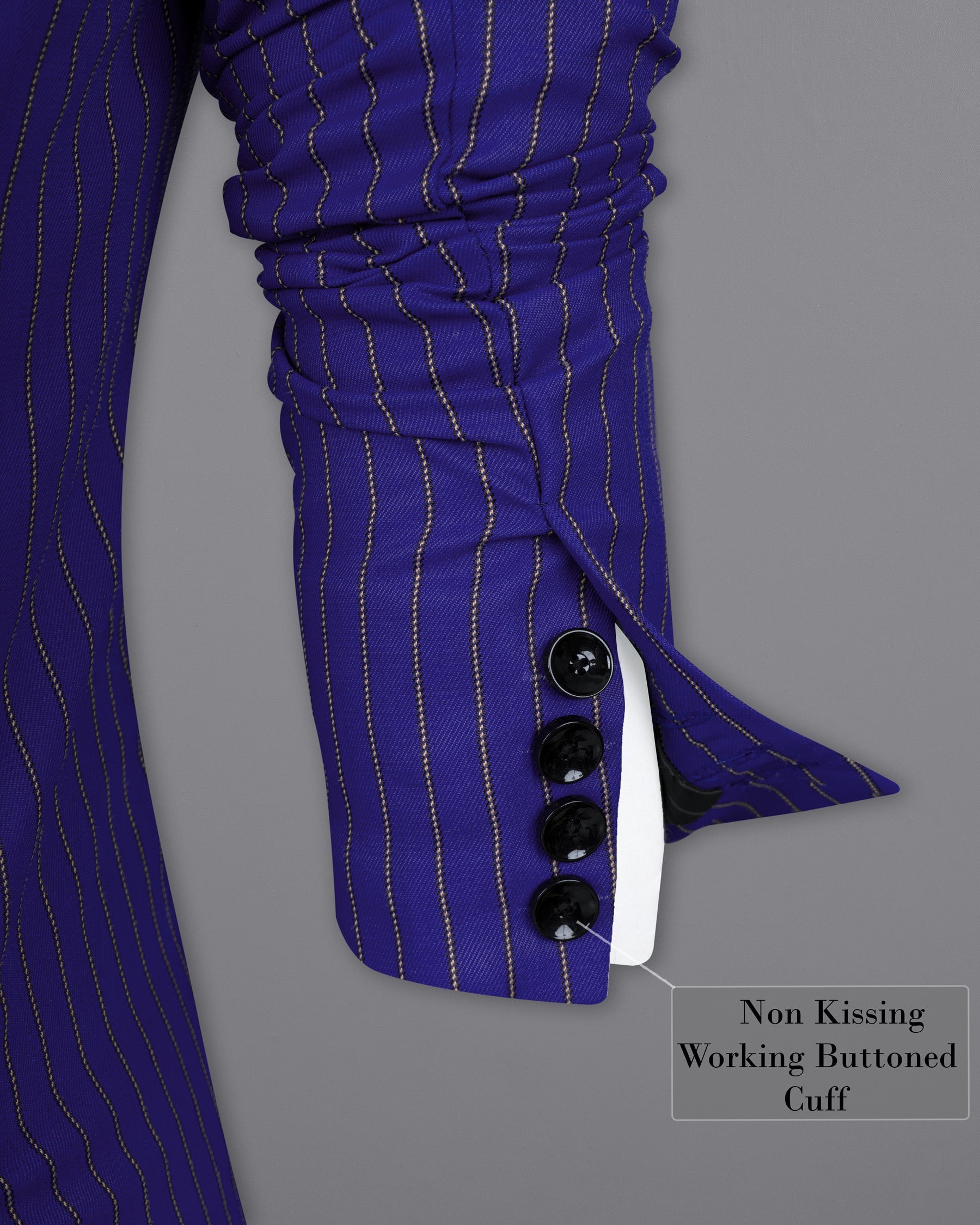 Violet Striped Wool Rich Tuxedo Suit