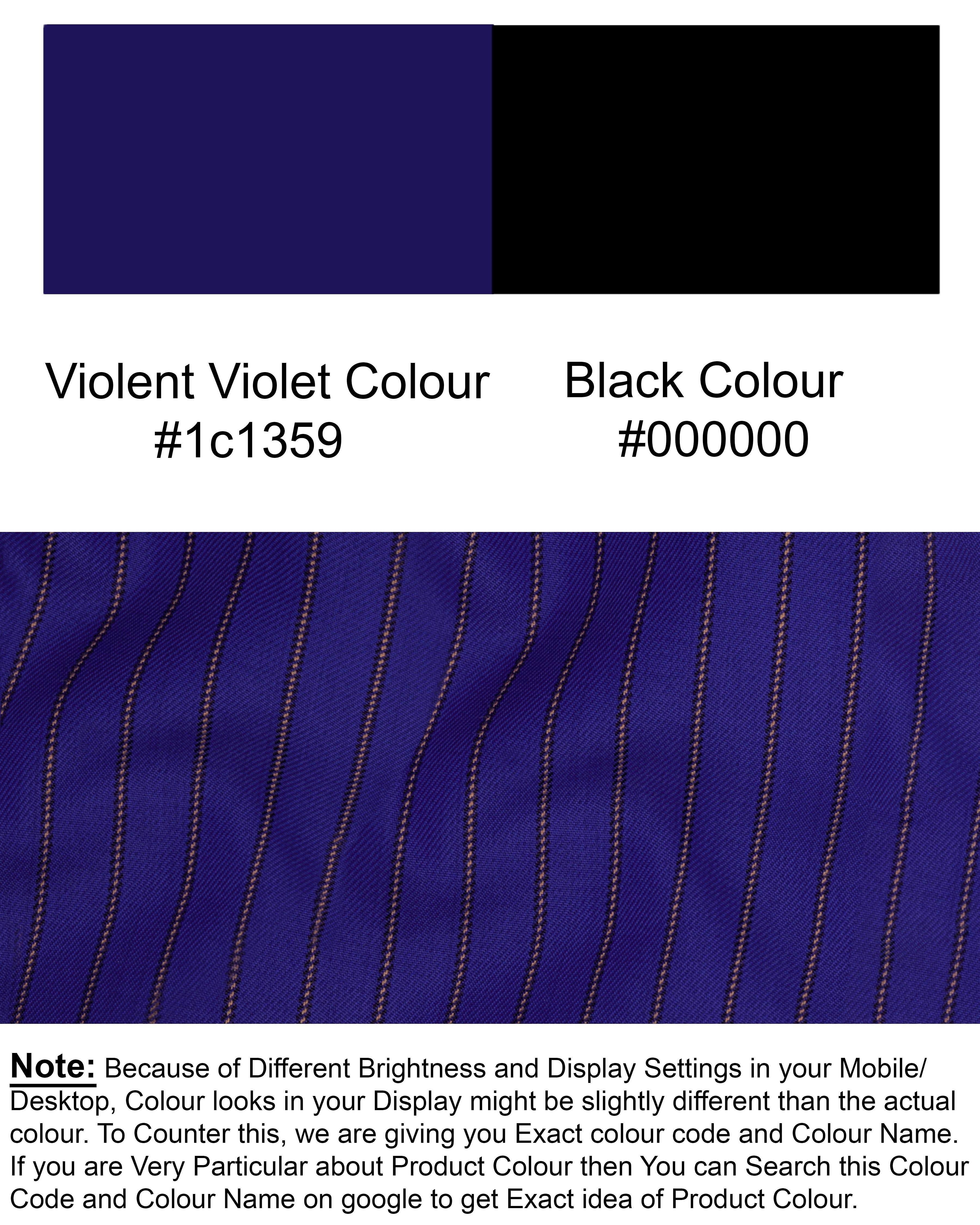 Violet Striped Wool Rich Tuxedo Suit