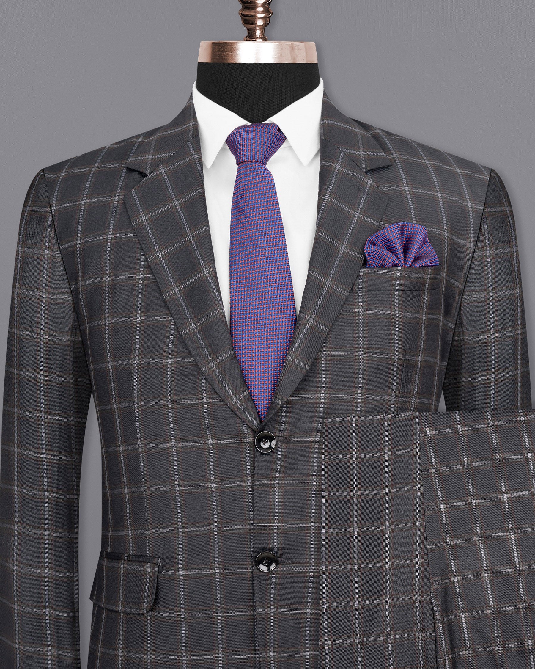 Tundora Gray windowpane Wool Rich Suit ST1591-SB-36, ST1591-SB-38, ST1591-SB-40, ST1591-SB-42, ST1591-SB-44, ST1591-SB-46, ST1591-SB-48, ST1591-SB-50, ST1591-SB-52, ST1591-SB-54, ST1591-SB-56, ST1591-SB-58, ST1591-SB-60