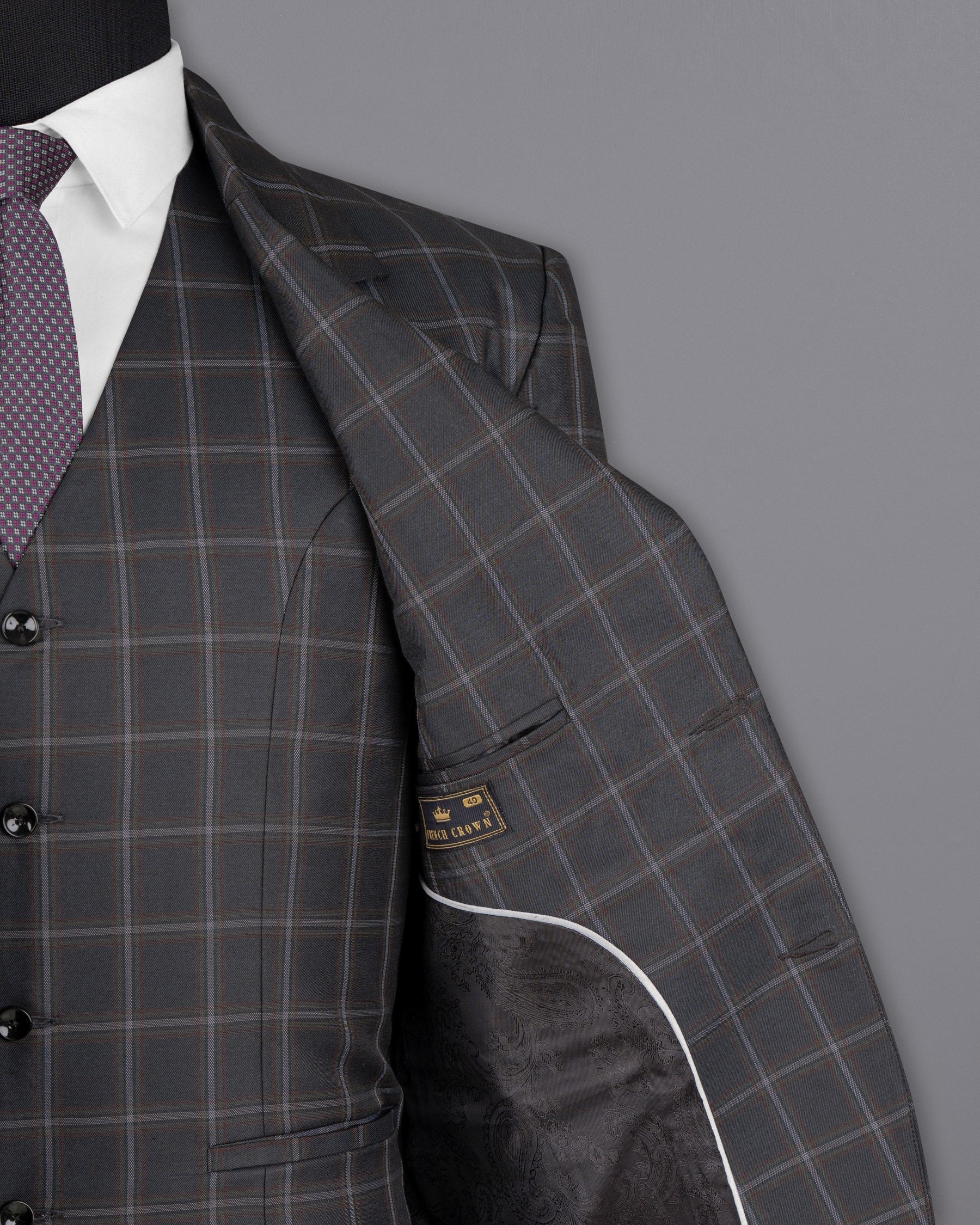 Tundora Gray windowpane Wool Rich Suit ST1591-SB-36, ST1591-SB-38, ST1591-SB-40, ST1591-SB-42, ST1591-SB-44, ST1591-SB-46, ST1591-SB-48, ST1591-SB-50, ST1591-SB-52, ST1591-SB-54, ST1591-SB-56, ST1591-SB-58, ST1591-SB-60