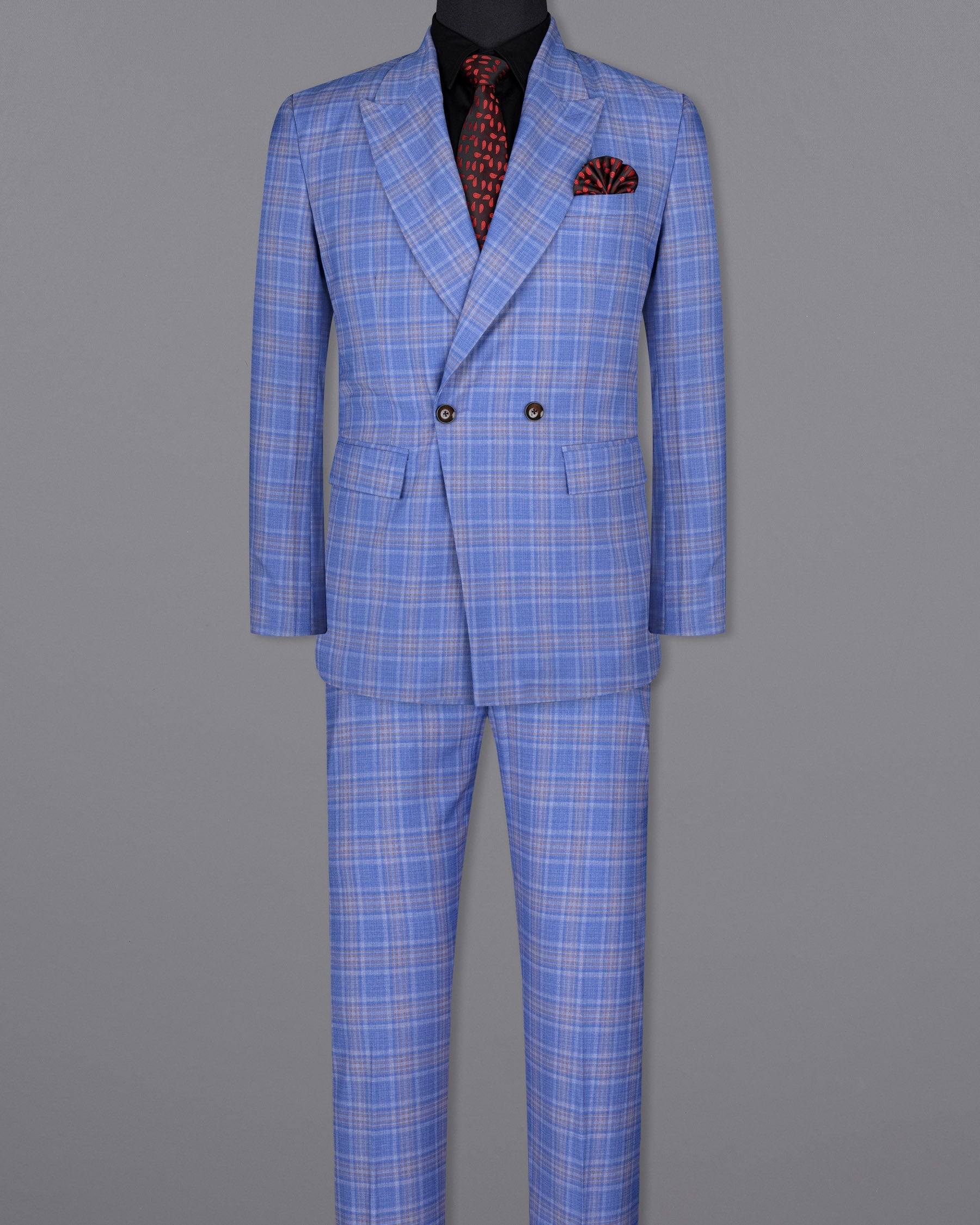 Ship Cove Super fine Blue Plaid Double Breasted Woolrich Suit ST1619-DB-2B-36, ST1619-DB-2B-38, ST1619-DB-2B-40, ST1619-DB-2B-42, ST1619-DB-2B-44, ST1619-DB-2B-46, ST1619-DB-2B-48, ST1619-DB-2B-50, ST1619-DB-2B-52, ST1619-DB-2B-54, ST1619-DB-2B-56, ST1619-DB-2B-58, ST1619-DB-2B-60