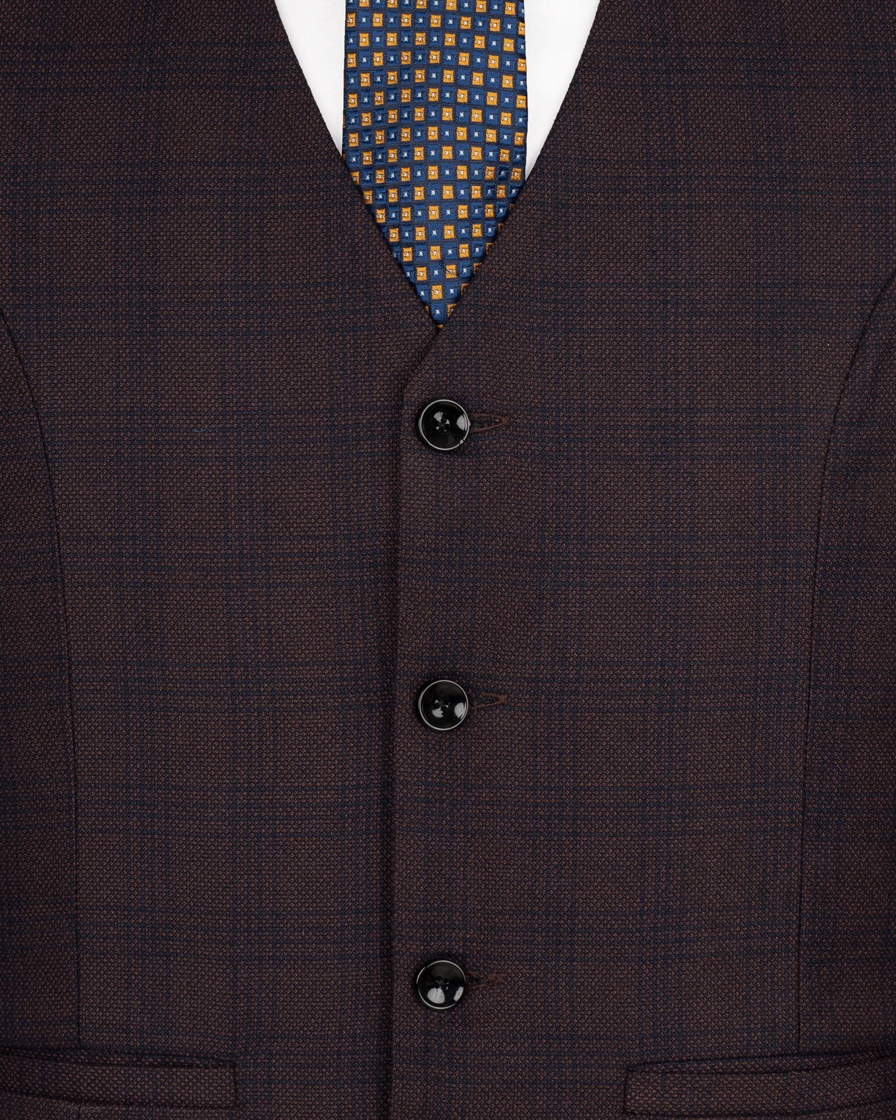 Thunder Brown Subtle Checkered Woolrich Cross buttoned Bandhgala Suit ST1625-CBG2-36, ST1625-CBG2-38, ST1625-CBG2-40, ST1625-CBG2-42, ST1625-CBG2-44, ST1625-CBG2-46, ST1625-CBG2-48, ST1625-CBG2-50, ST1625-CBG2-52, ST1625-CBG2-54, ST1625-CBG2-56, ST1625-CBG2-58, ST1625-CBG2-60