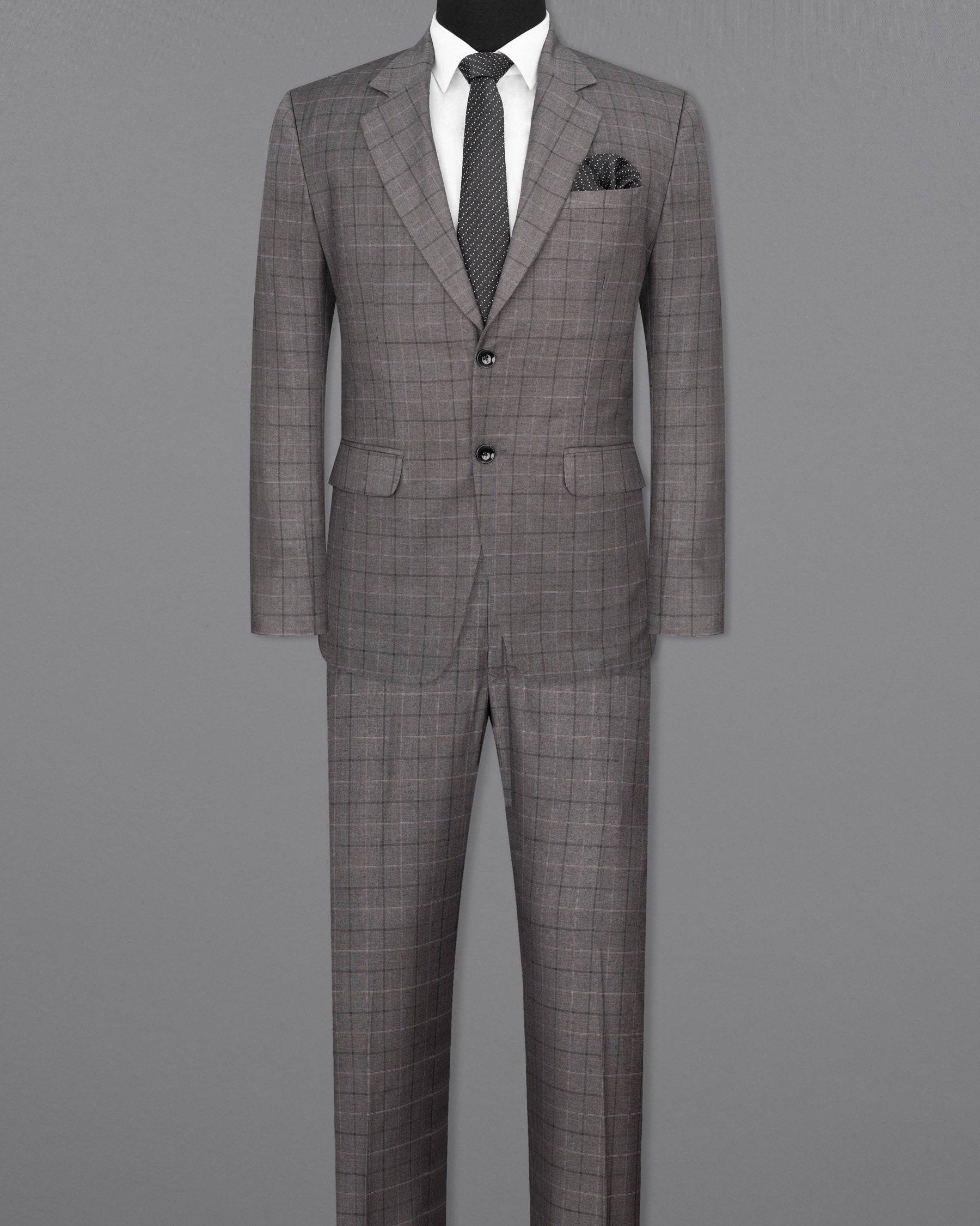 Scorpion Grey Super fine Plaid Woolrich Suit ST1632-SB-36, ST1632-SB-38, ST1632-SB-40, ST1632-SB-42, ST1632-SB-44, ST1632-SB-46, ST1632-SB-48, ST1632-SB-50, ST1632-SB-52, ST1632-SB-54, ST1632-SB-56, ST1632-SB-58, ST1632-SB-60