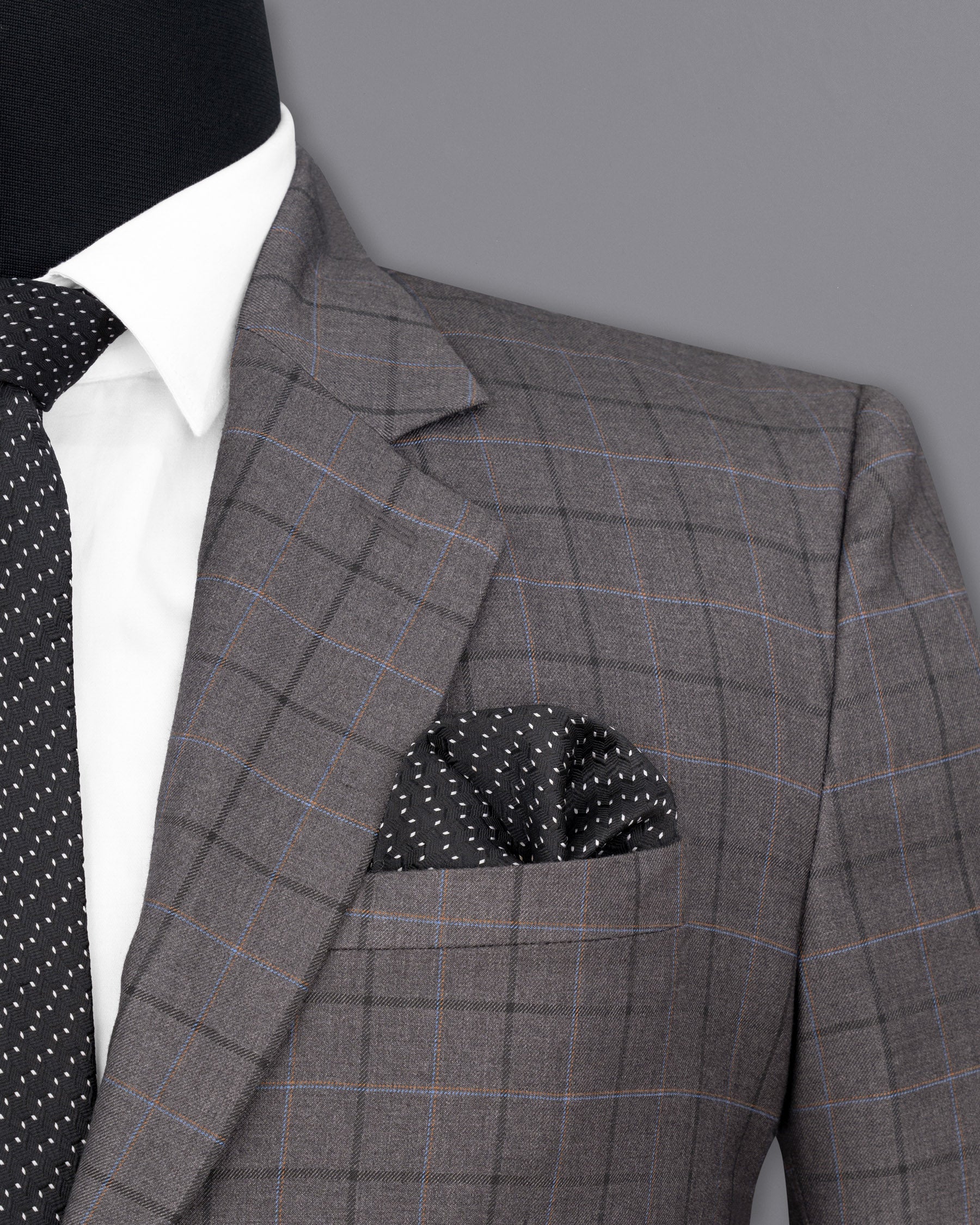 Scorpion Grey Super fine Plaid Woolrich Suit ST1632-SB-36, ST1632-SB-38, ST1632-SB-40, ST1632-SB-42, ST1632-SB-44, ST1632-SB-46, ST1632-SB-48, ST1632-SB-50, ST1632-SB-52, ST1632-SB-54, ST1632-SB-56, ST1632-SB-58, ST1632-SB-60