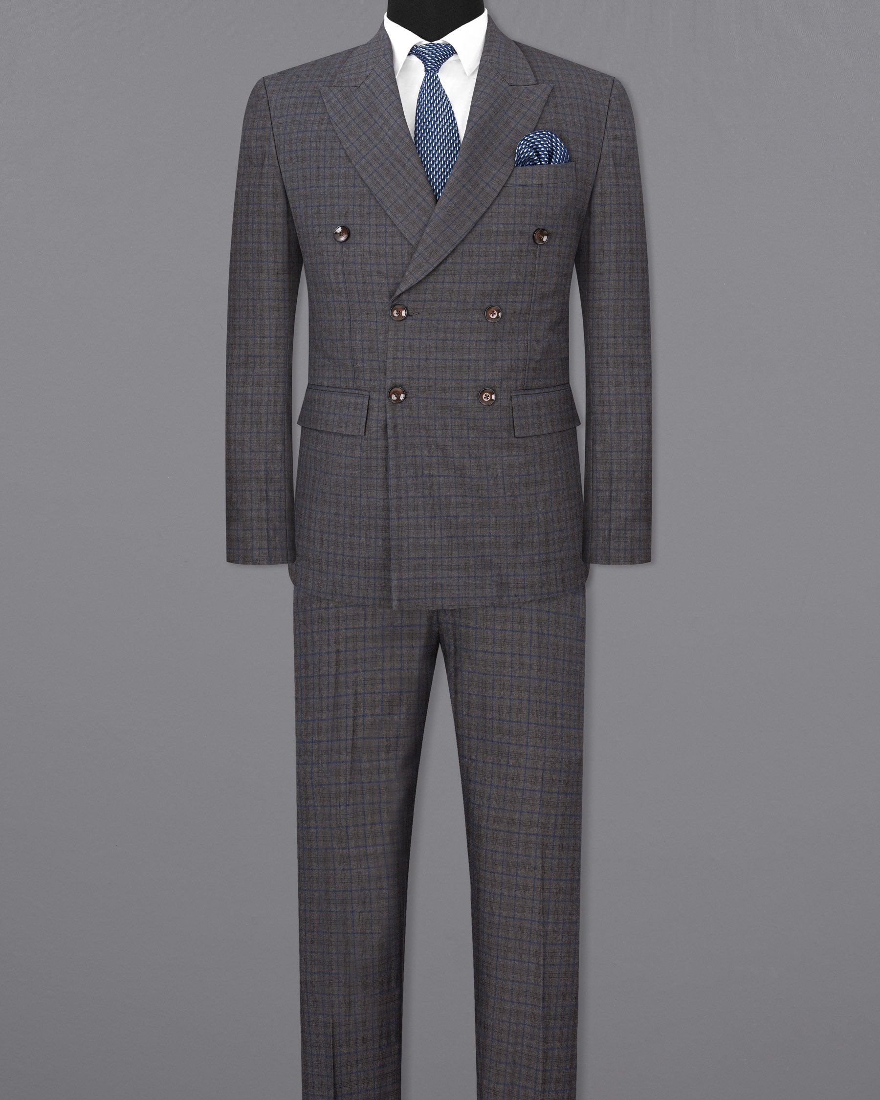 Tundora Gray Plaid Double Breasted Suit ST1724-DB-36, ST1724-DB-38, ST1724-DB-40, ST1724-DB-42, ST1724-DB-44, ST1724-DB-46, ST1724-DB-48, ST1724-DB-50, ST1724-DB-52, ST1724-DB-54, ST1724-DB-56, ST1724-DB-58, ST1724-DB-60