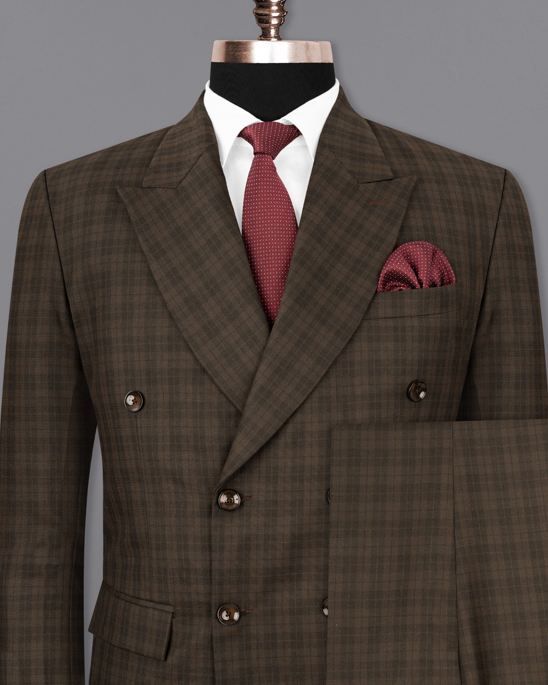 Armadillo Brown Plaid Double-breasted Suit ST1755-DB-36, ST1755-DB-38, ST1755-DB-40, ST1755-DB-42, ST1755-DB-44, ST1755-DB-46, ST1755-DB-48, ST1755-DB-50, ST1755-DB-52, ST1755-DB-54, ST1755-DB-56, ST1755-DB-58, ST1755-DB-60