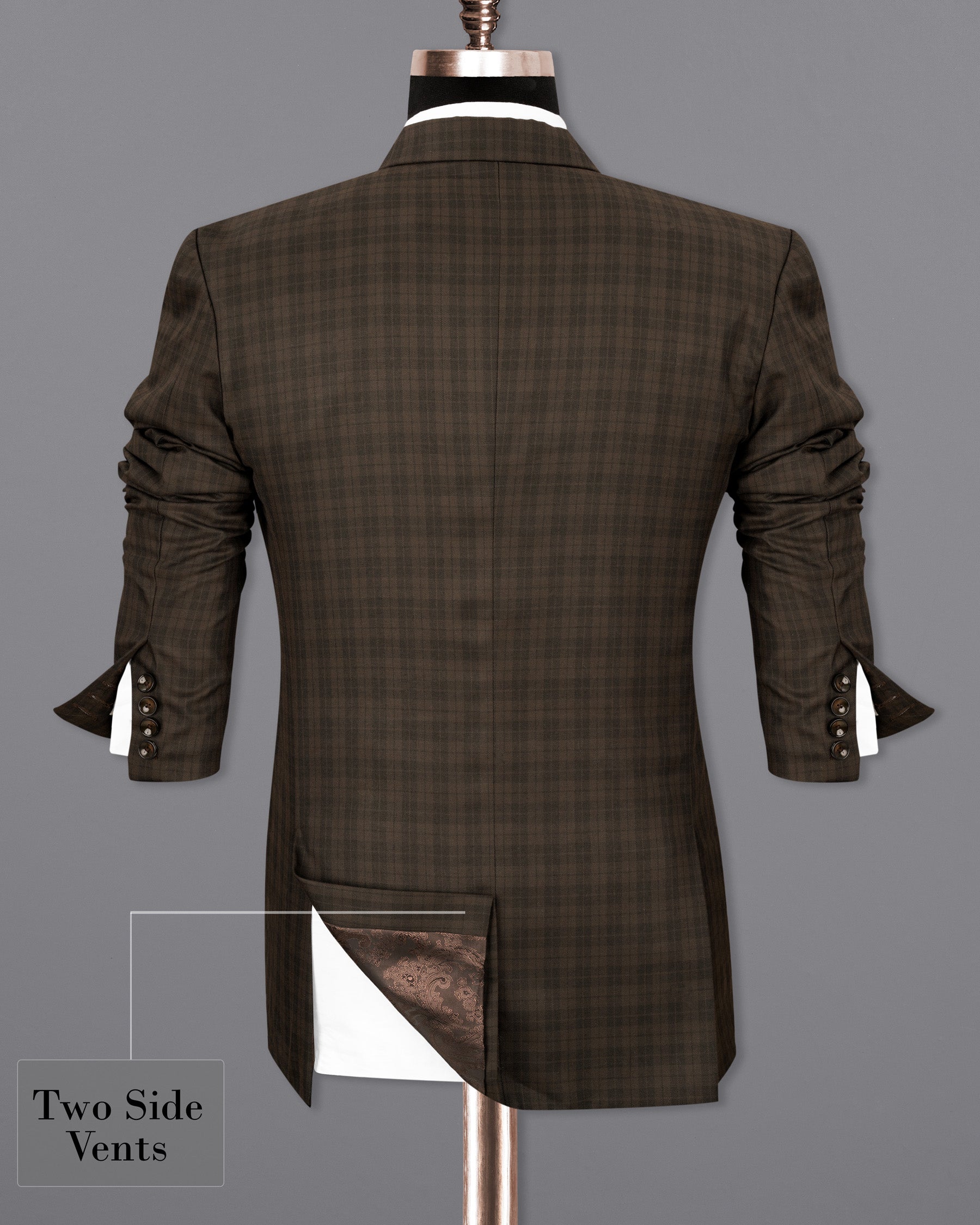 Armadillo Brown Plaid Double-breasted Suit