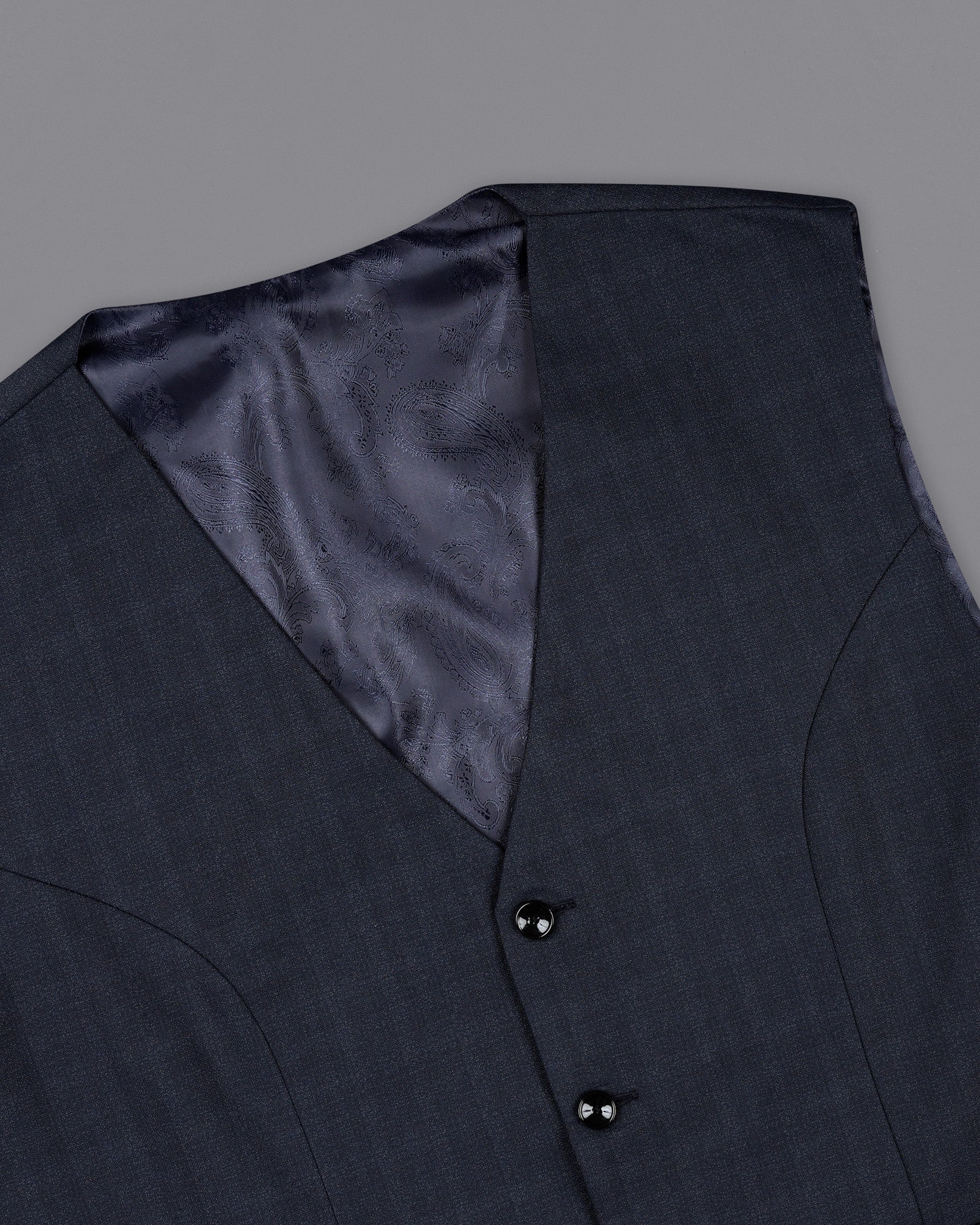 Gunmetal Blue Subtle Plaid Double Breasted Suit