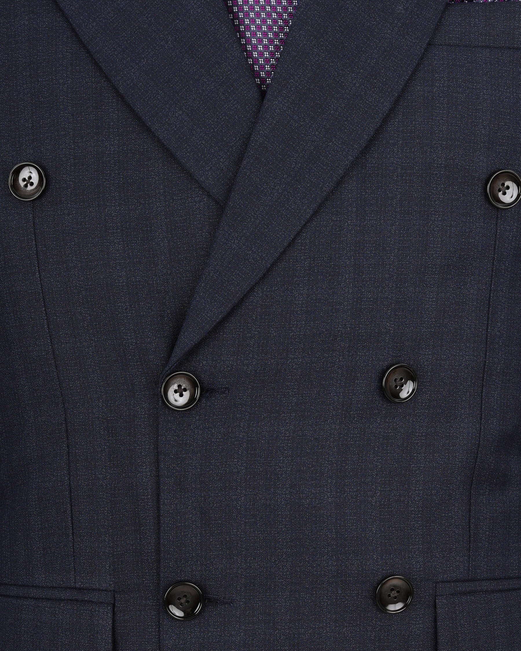 Gunmetal Blue Subtle Plaid Double Breasted Suit