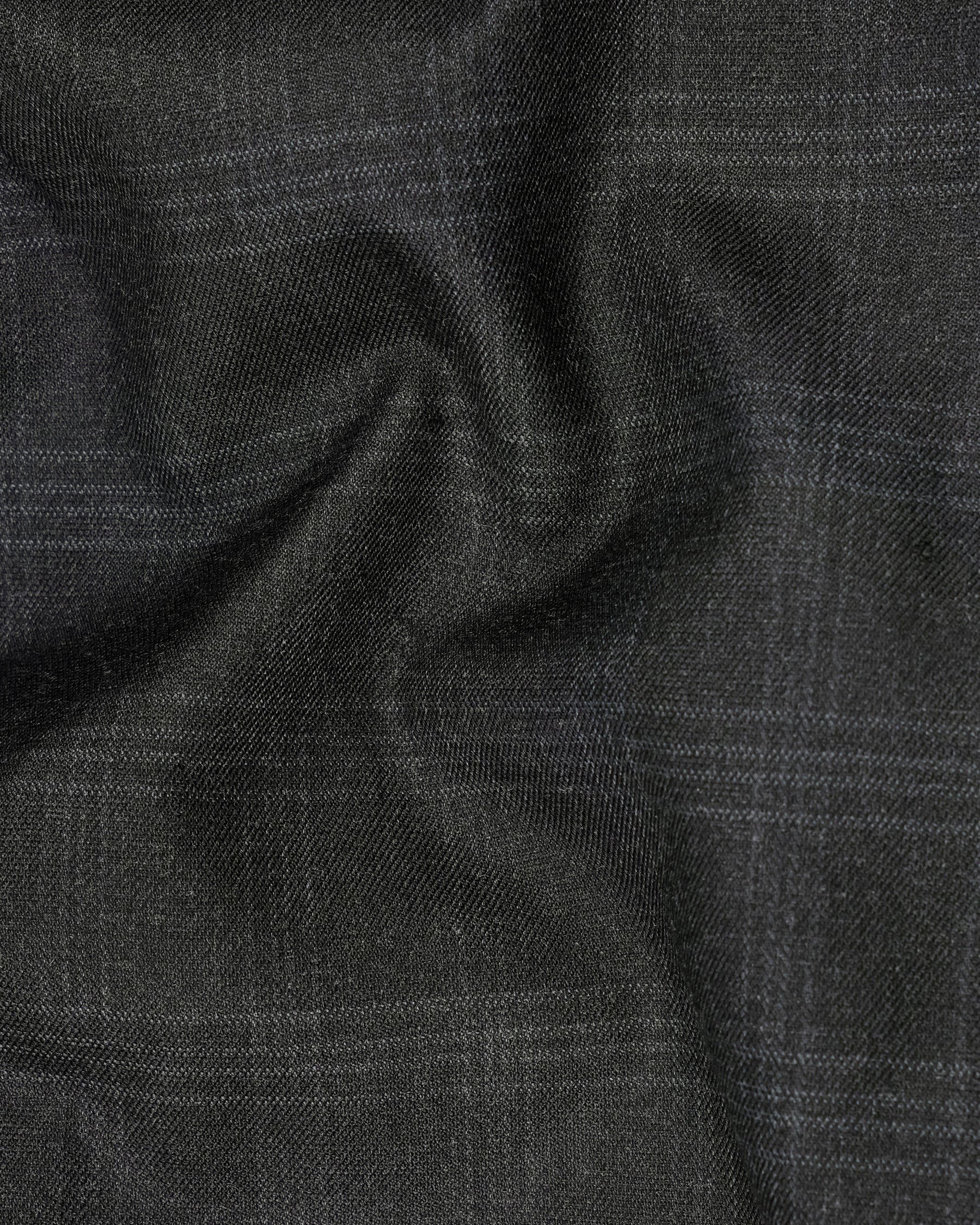 Charcoal Gray Plaid Cross Placket Bandhgala Suit