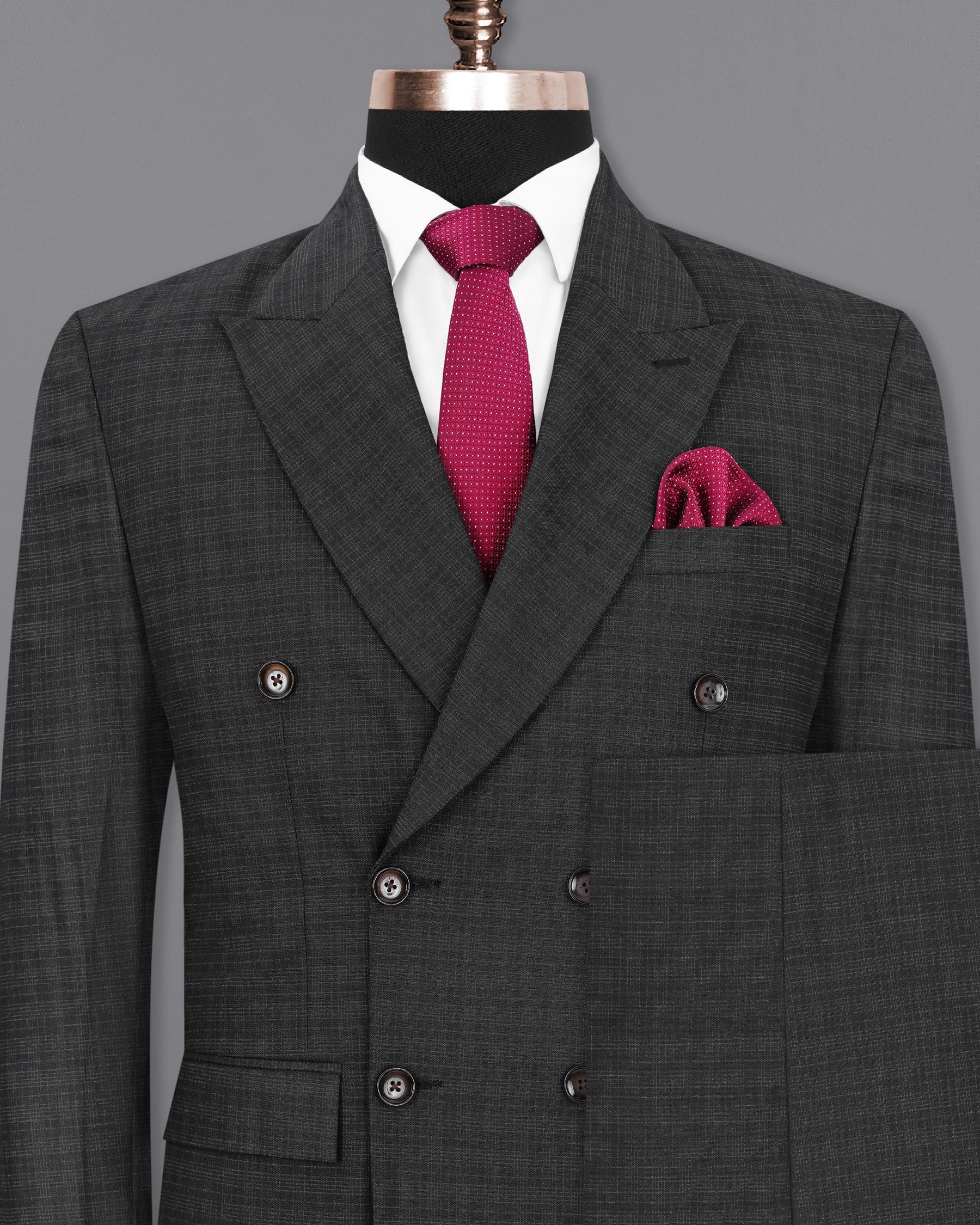 Zeus Gray Plaid Double Breasted Suit