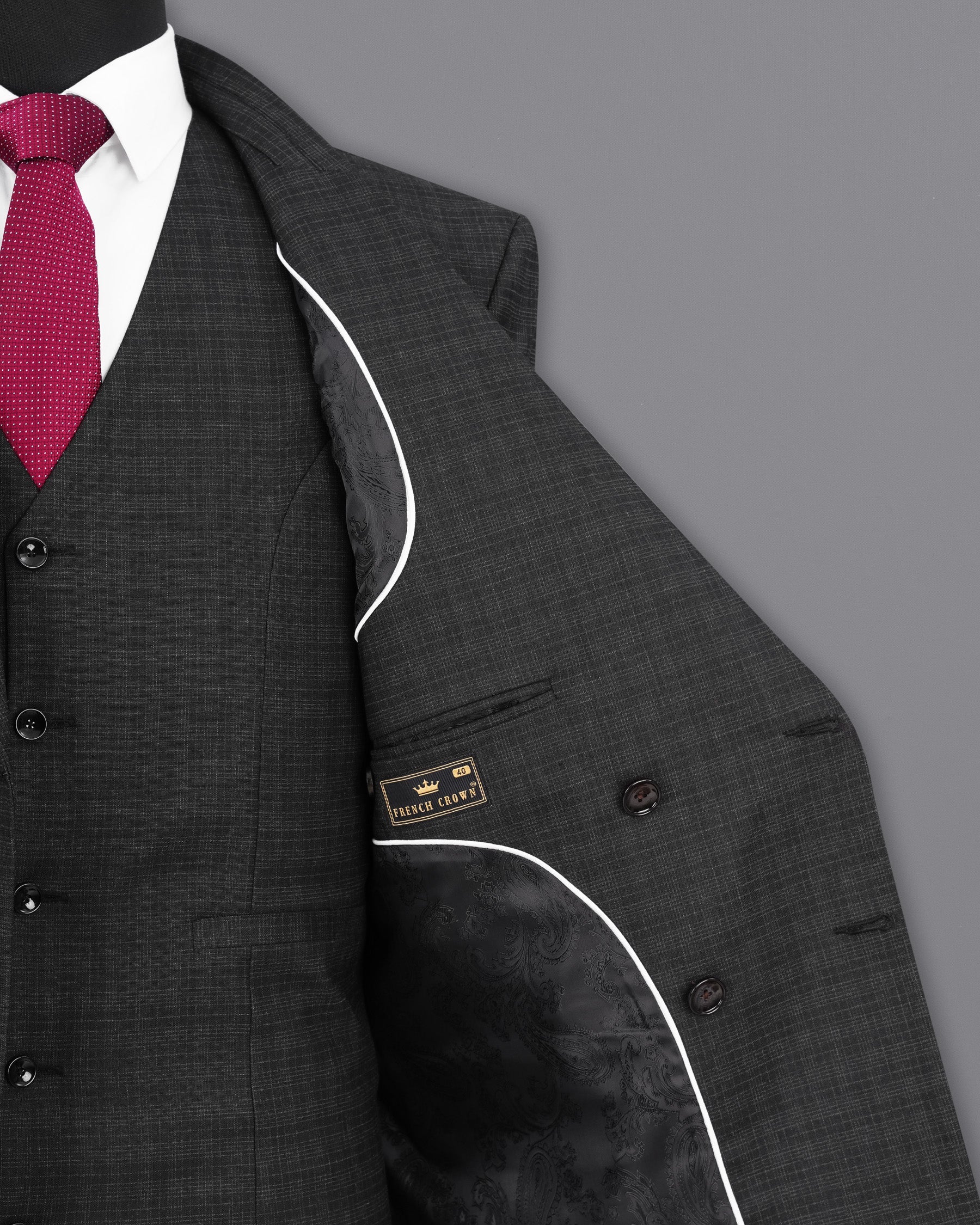 Zeus Gray Plaid Double Breasted Suit