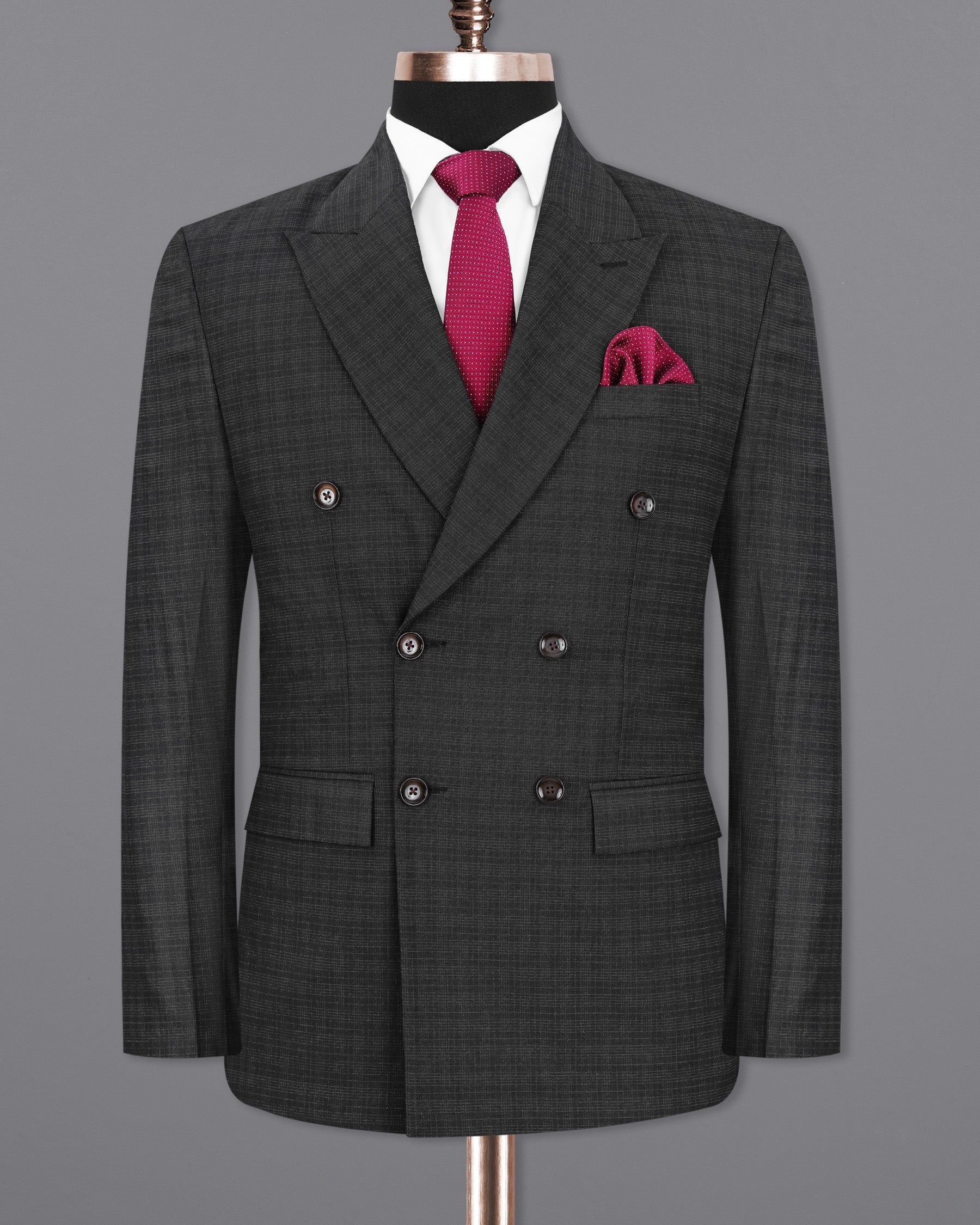 Zeus Gray Plaid Double Breasted Suit