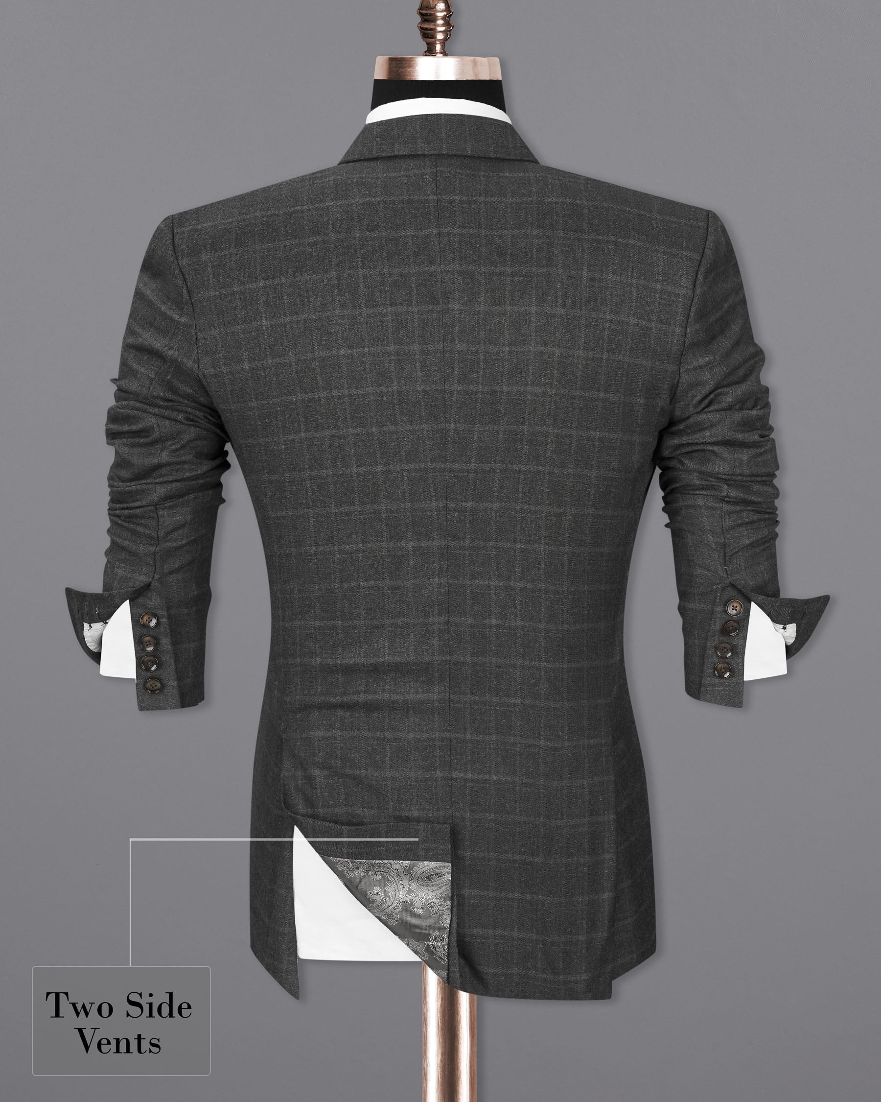 Dune Gray windowpane Double Breasted Suit