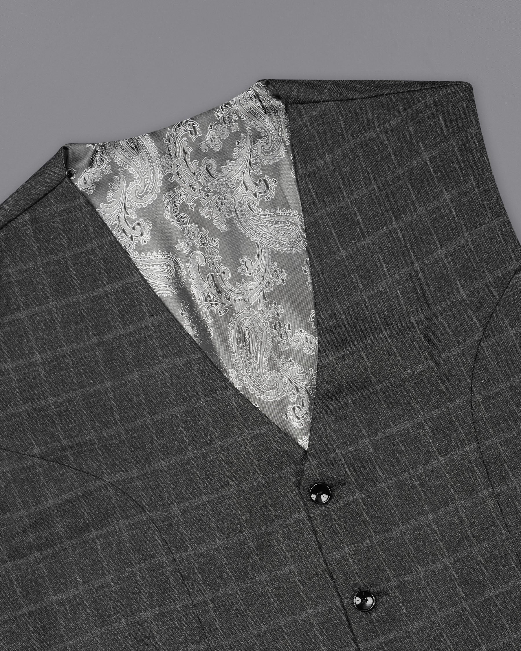 Dune Gray windowpane Double Breasted Suit