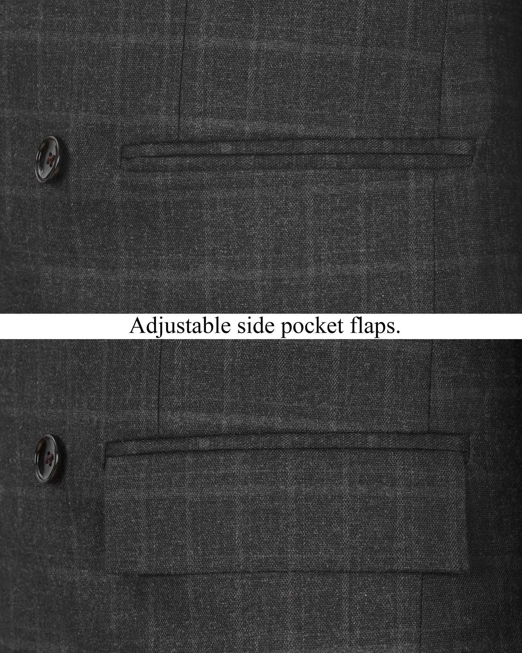 Dune Gray windowpane Double Breasted Suit