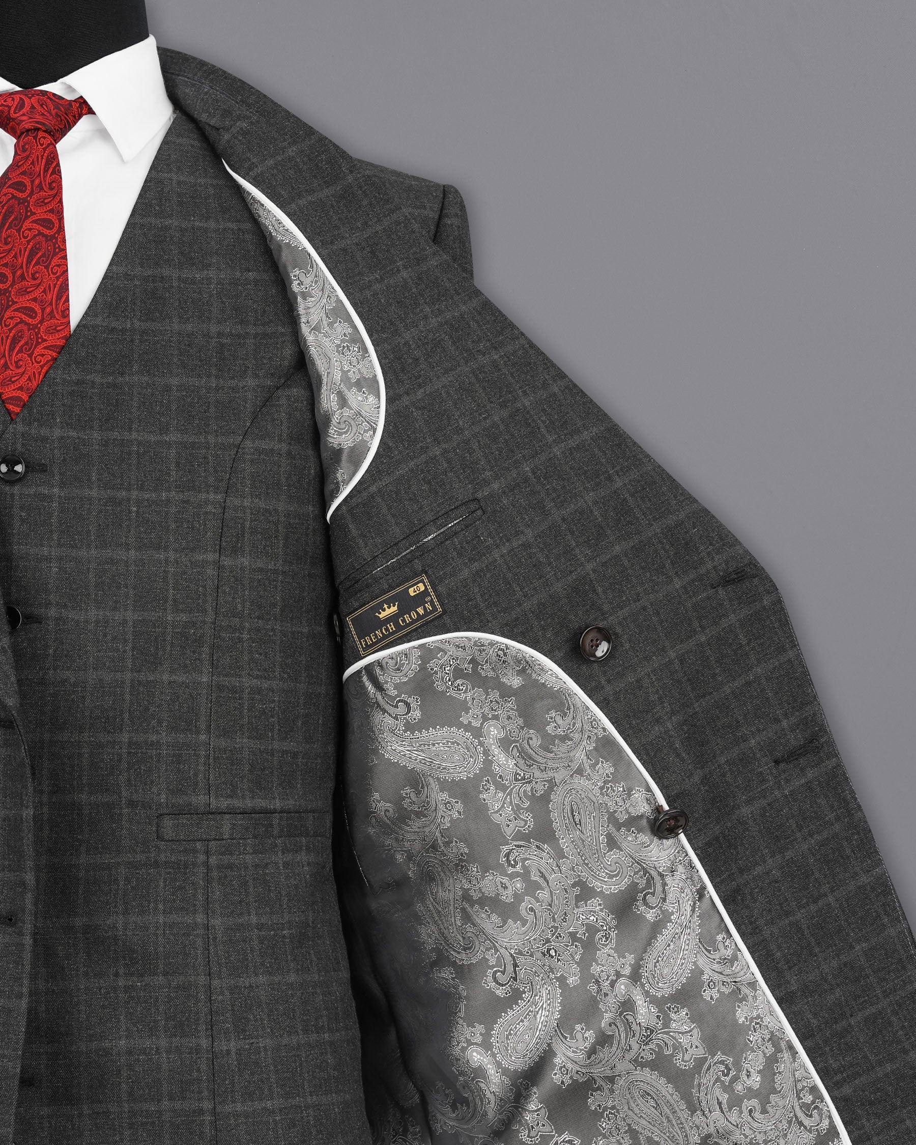 Dune Gray windowpane Double Breasted Suit