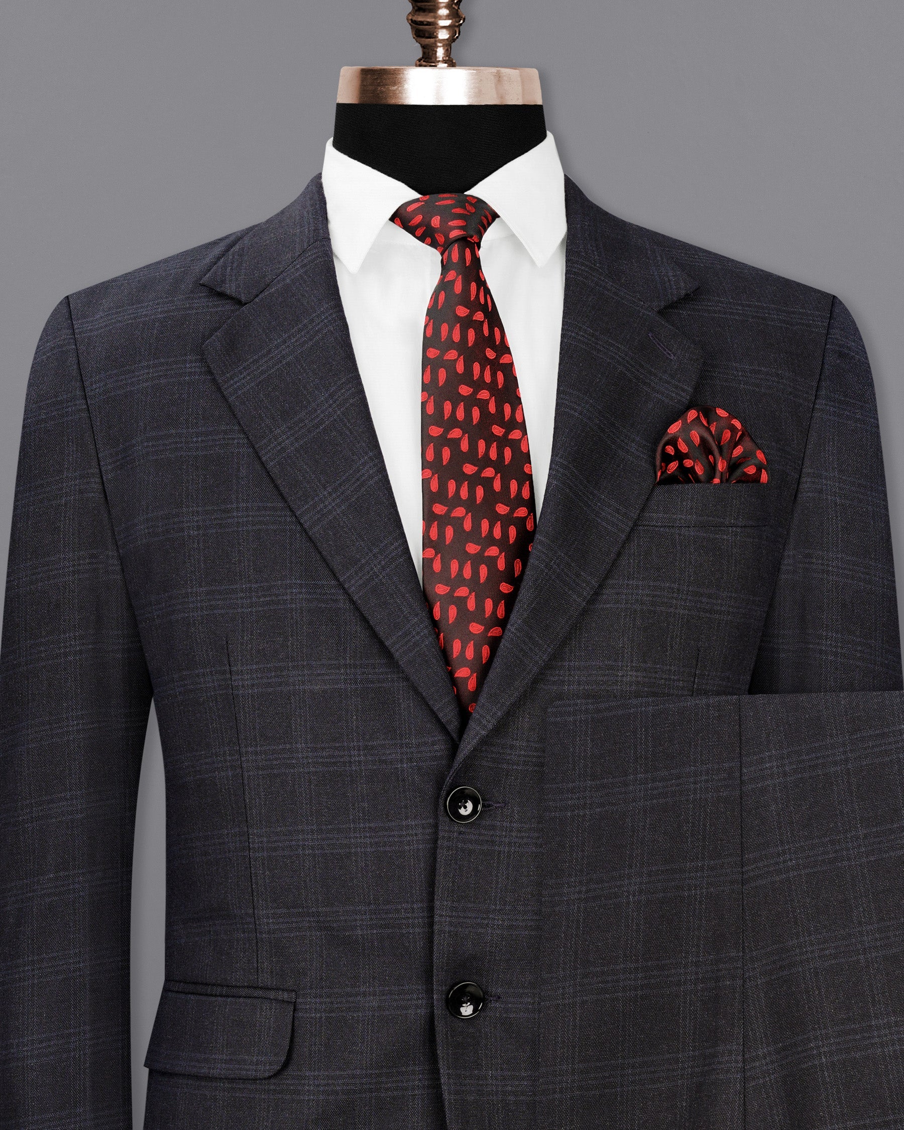 Mirage Gray windowpane Single Breasted Suit