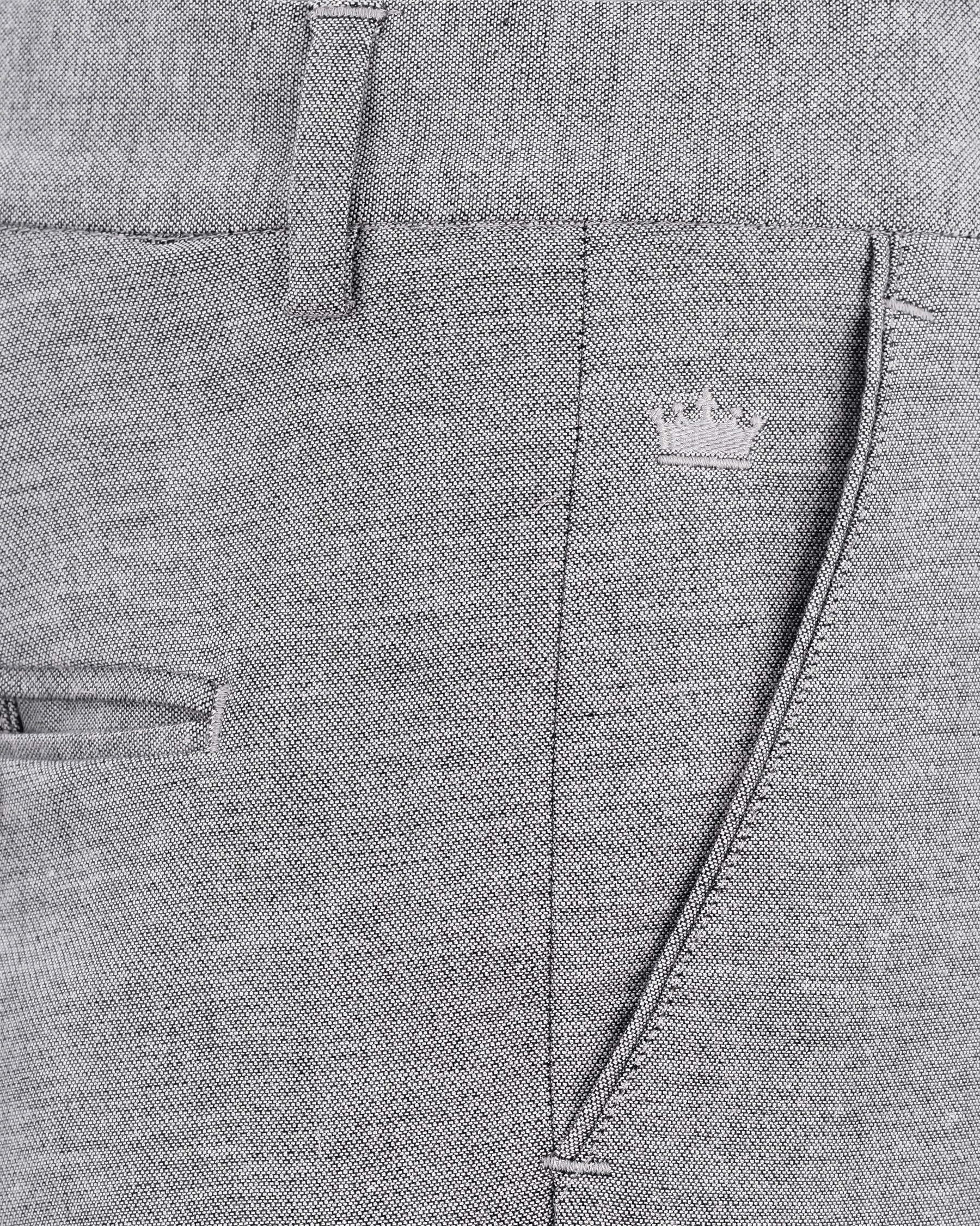 Star Dust Gray Cross Placket Bandhgala Premium Cotton Suit