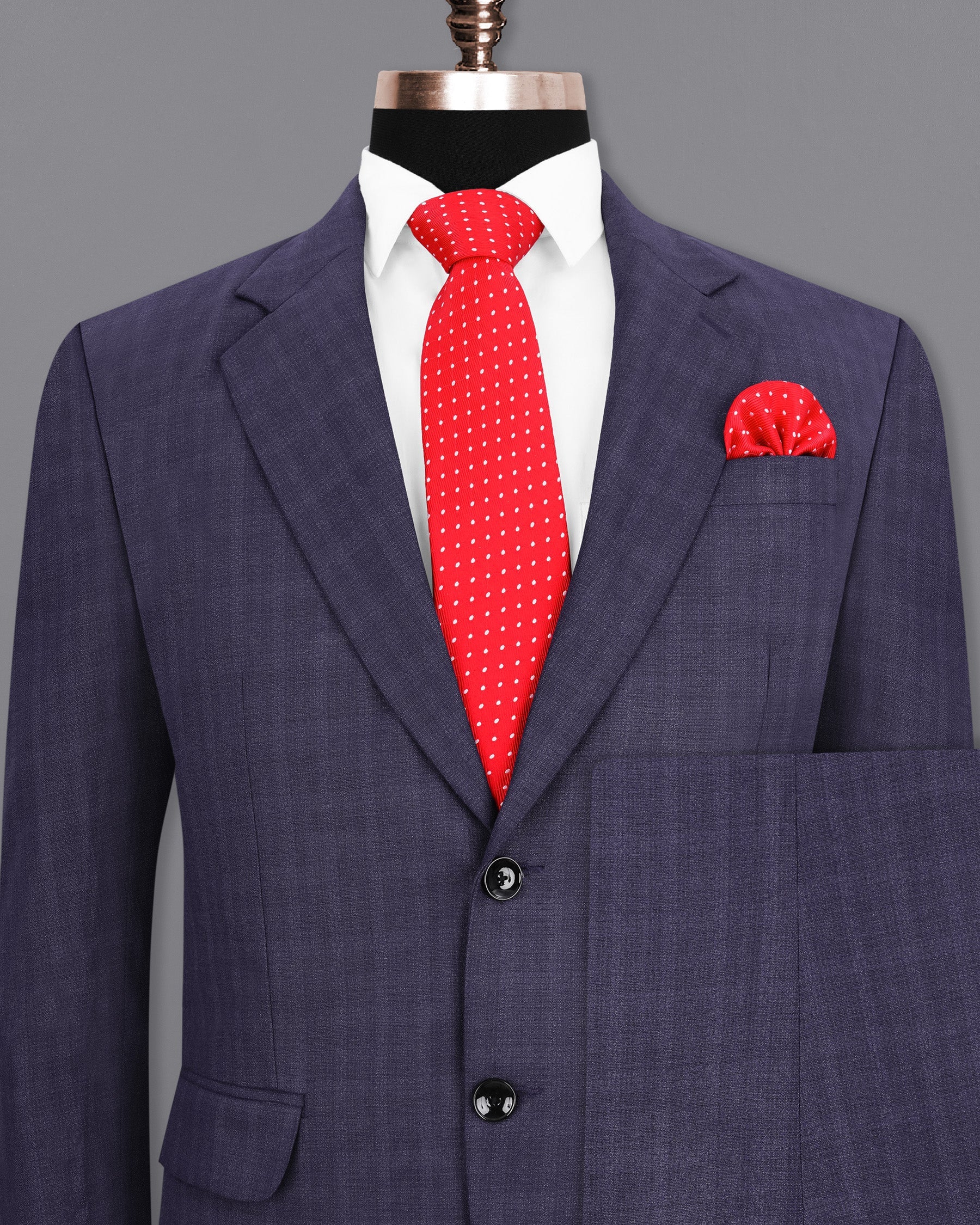 Martinique Navy Blue Subtle Checkered Single Breasted Suit