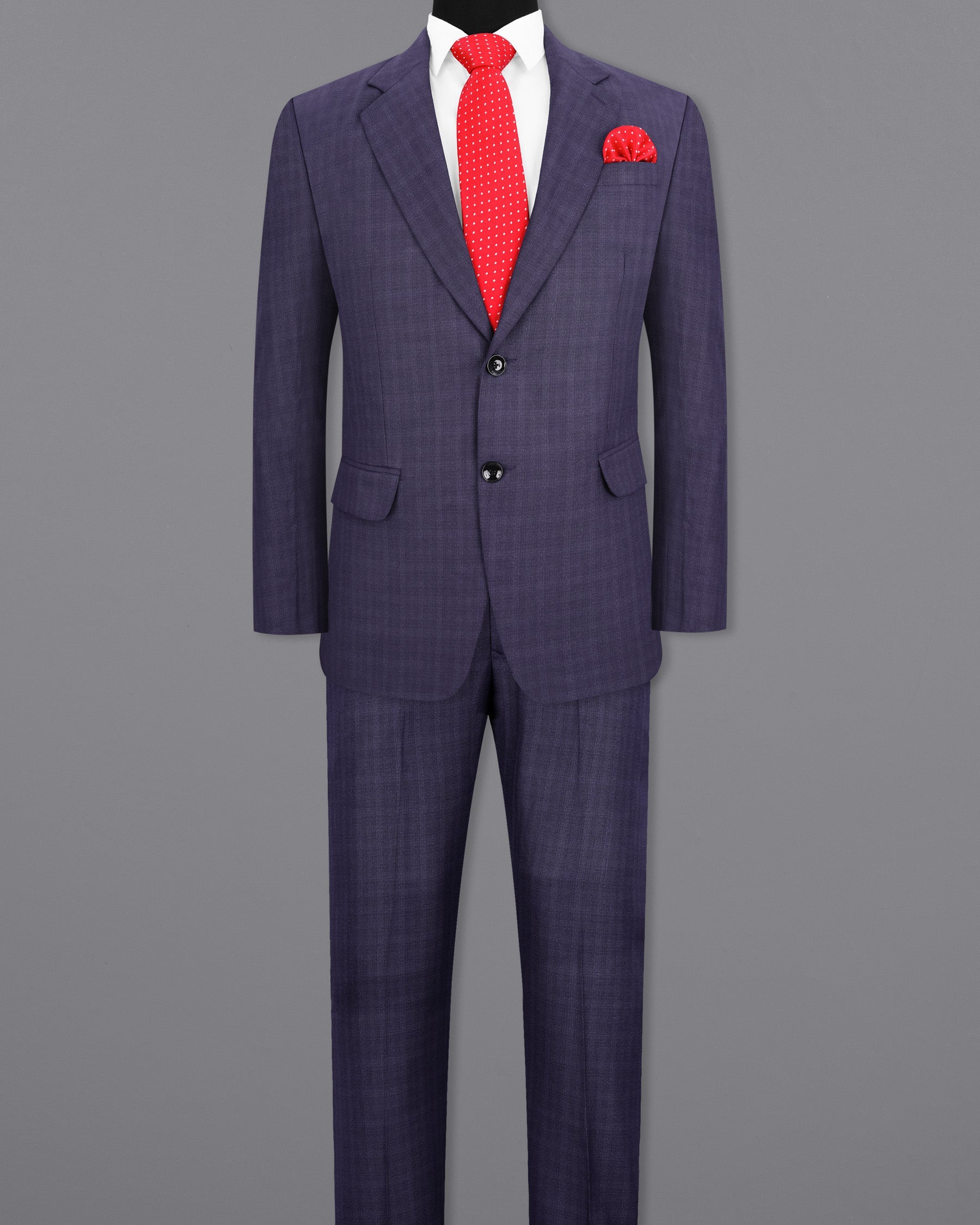 Martinique Navy Blue Subtle Checkered Single Breasted Suit