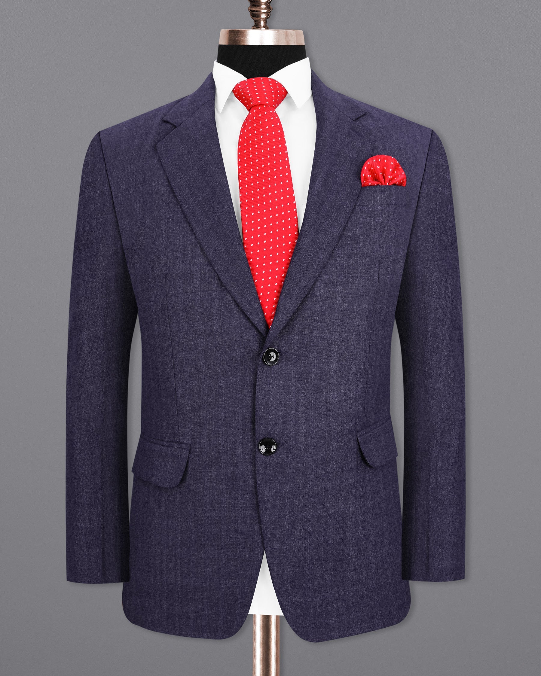 Martinique Navy Blue Subtle Checkered Single Breasted Suit