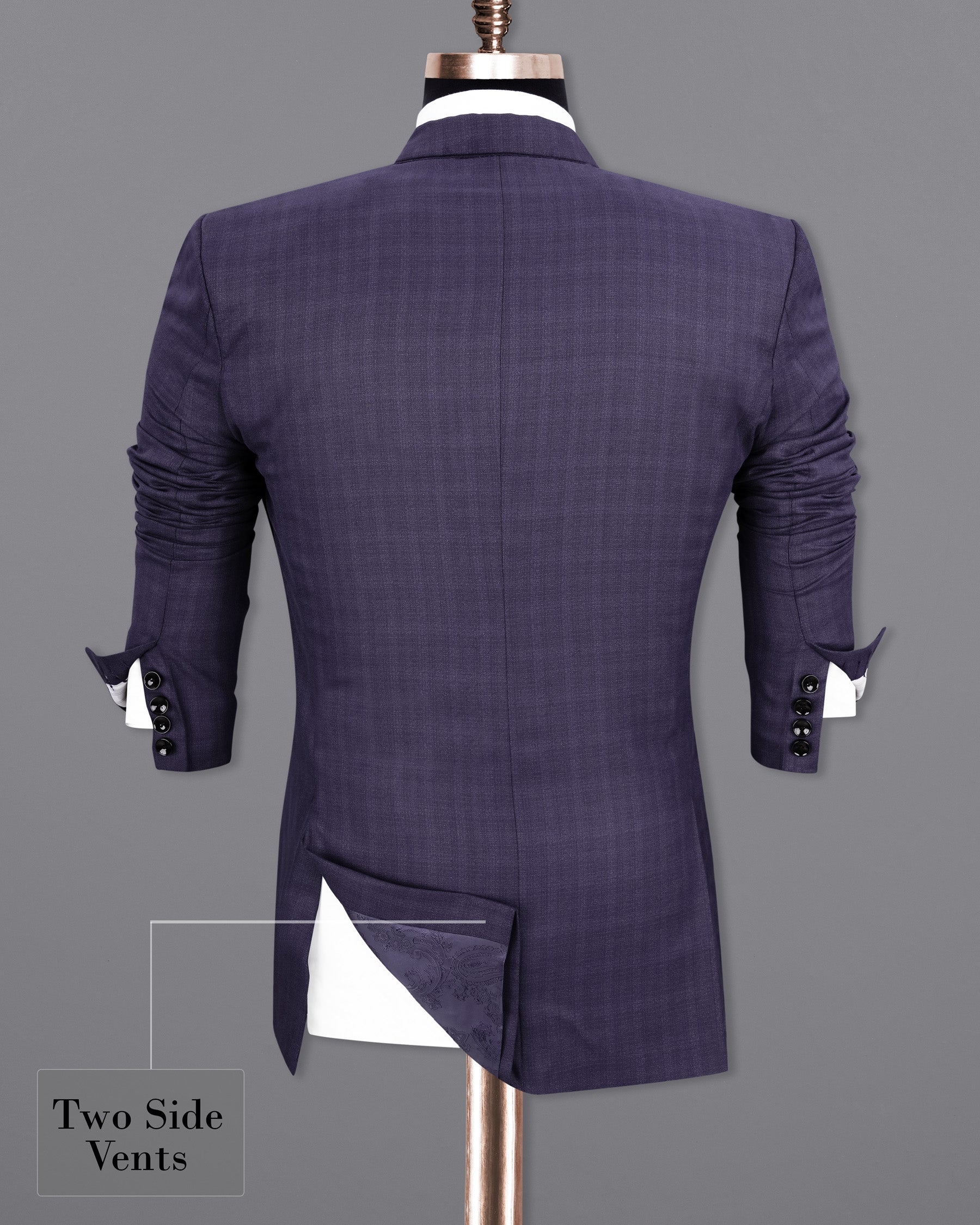 Martinique Navy Blue Subtle Checkered Single Breasted Suit