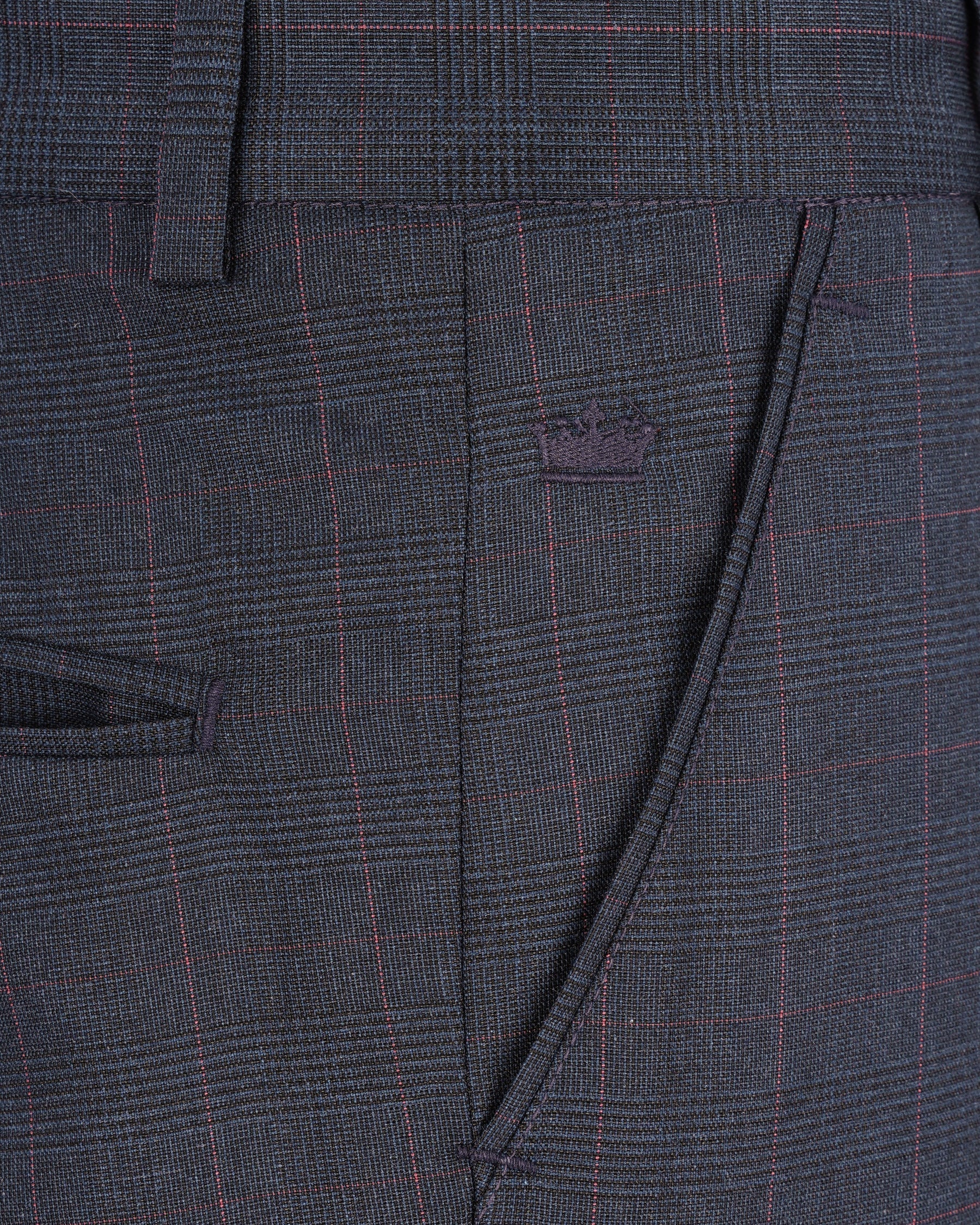 Ebony Subtle Plaid Cross Placket Bandhgala Suit