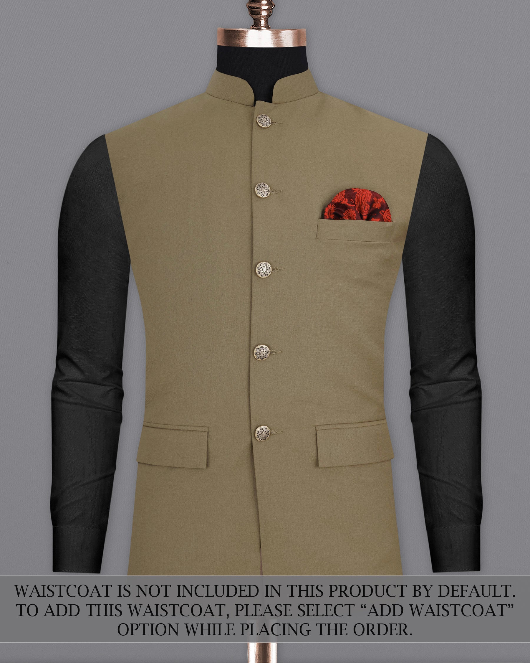 Shadow Brown Cross Placket Bandhgala Suit