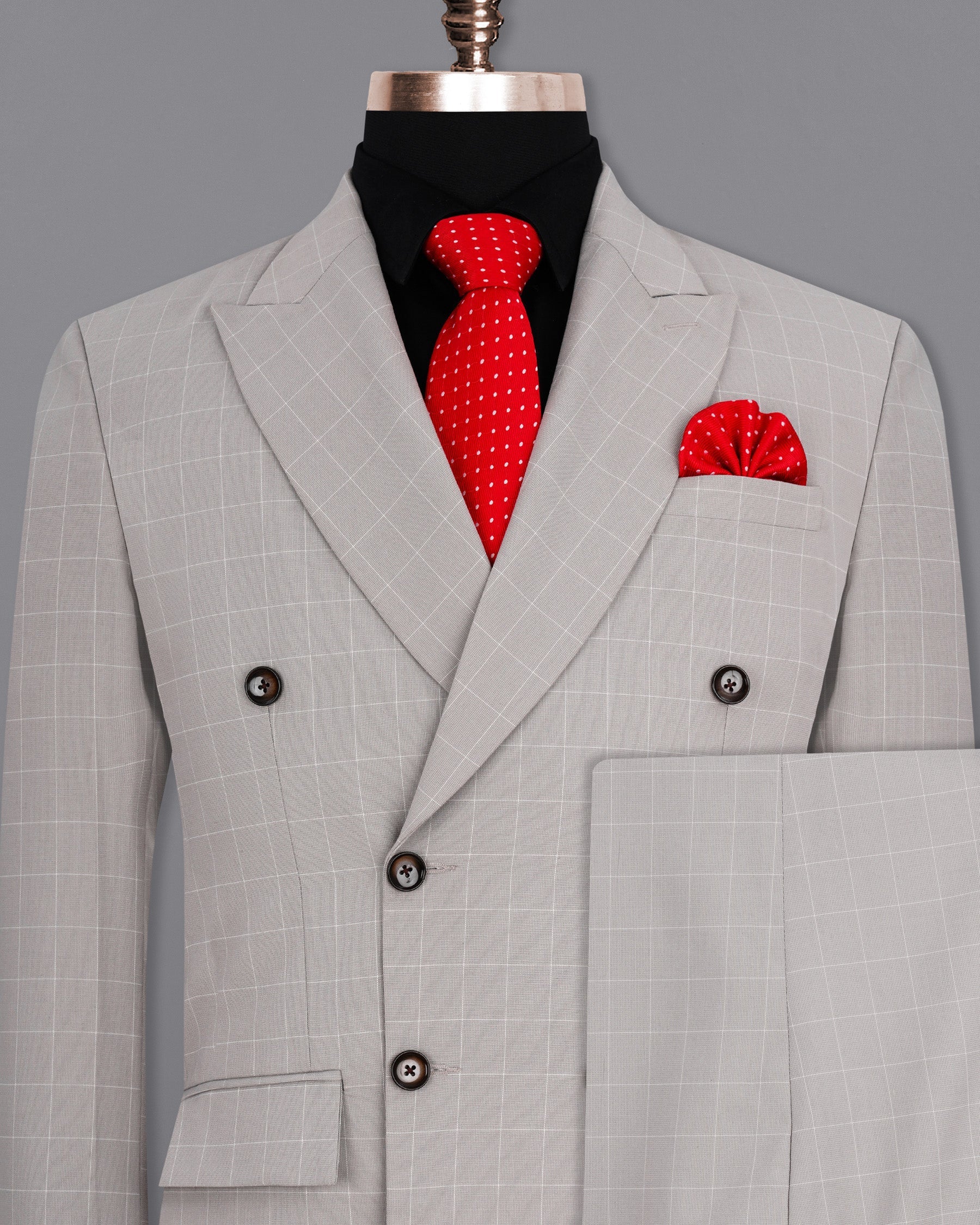 Martini Gray Checkered Double Breasted Suit