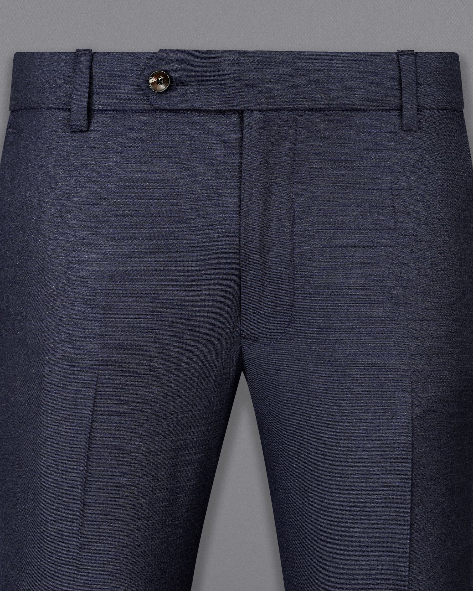 Tuna Navy Blue Micro Triangle Textured Double Breasted Suit