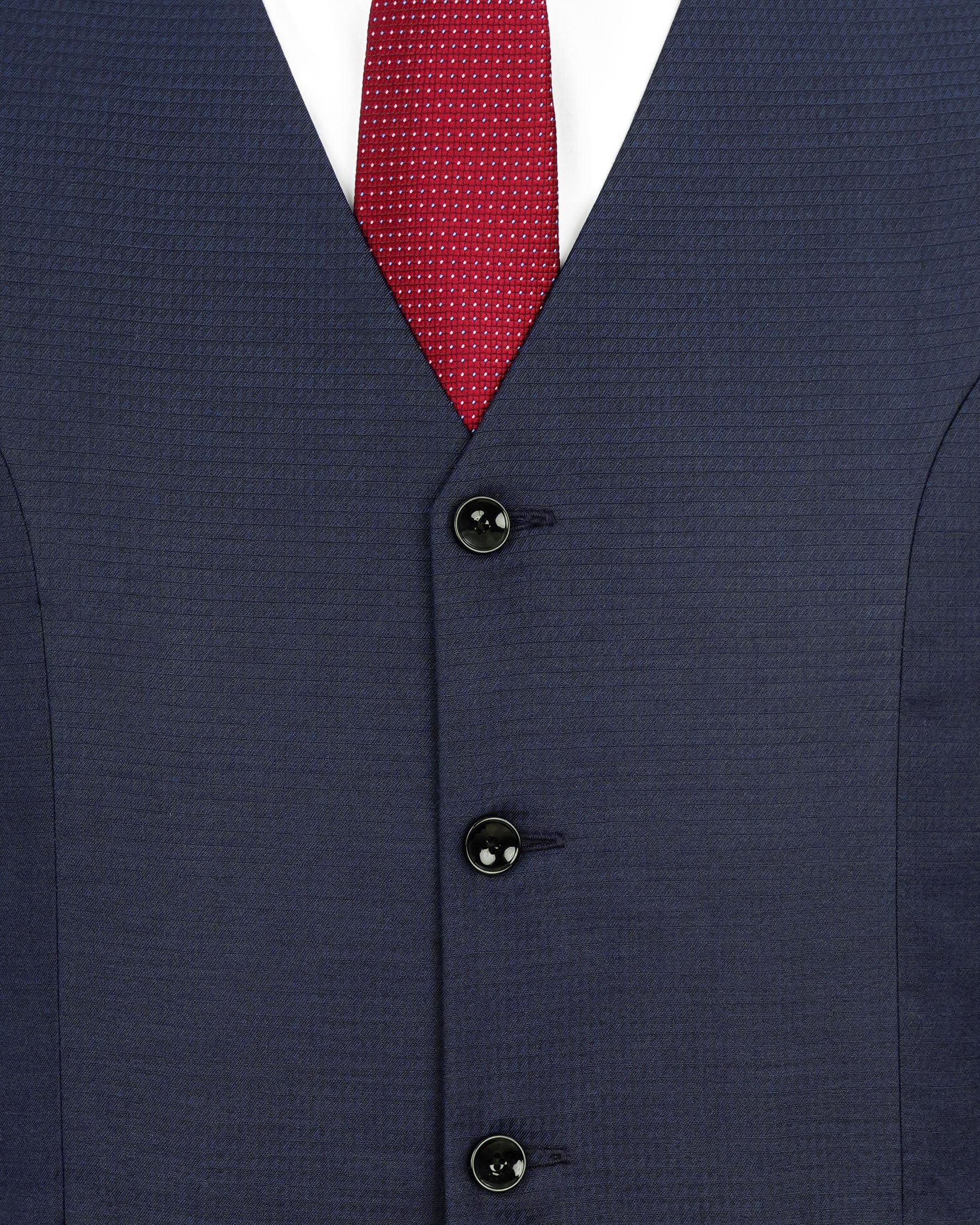 Tuna Navy Blue Micro Triangle Textured Double Breasted Suit