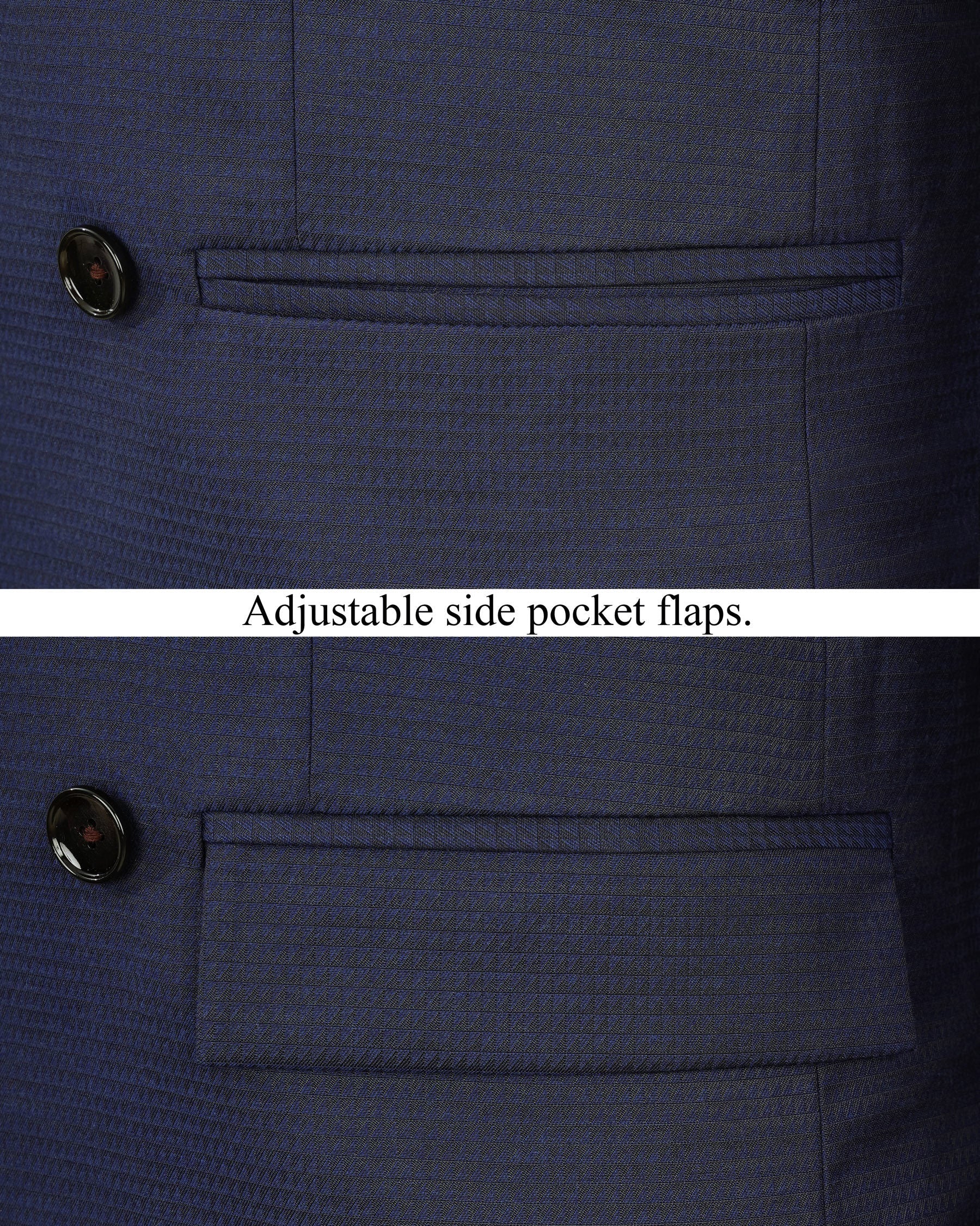 Tuna Navy Blue Micro Triangle Textured Double Breasted Suit