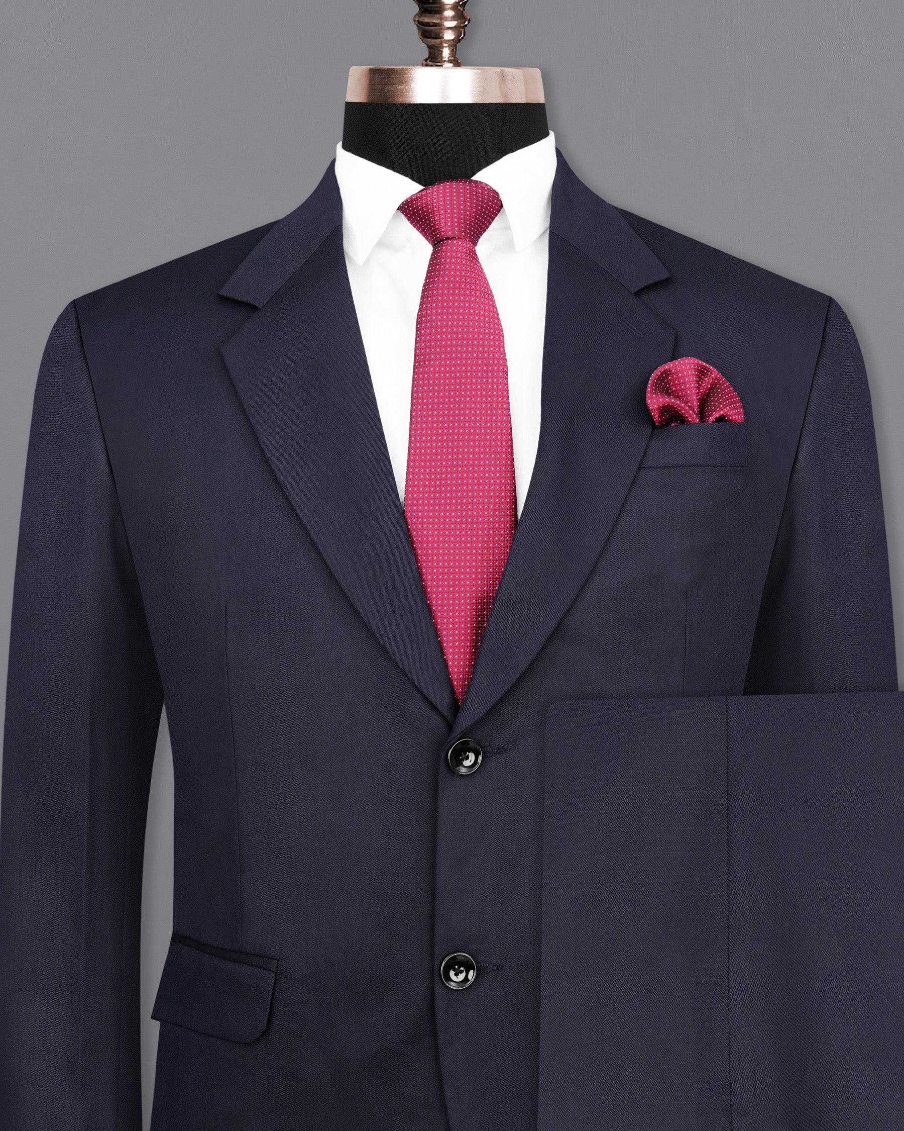 Gunmetal Navy Blue Single Breasted Suit