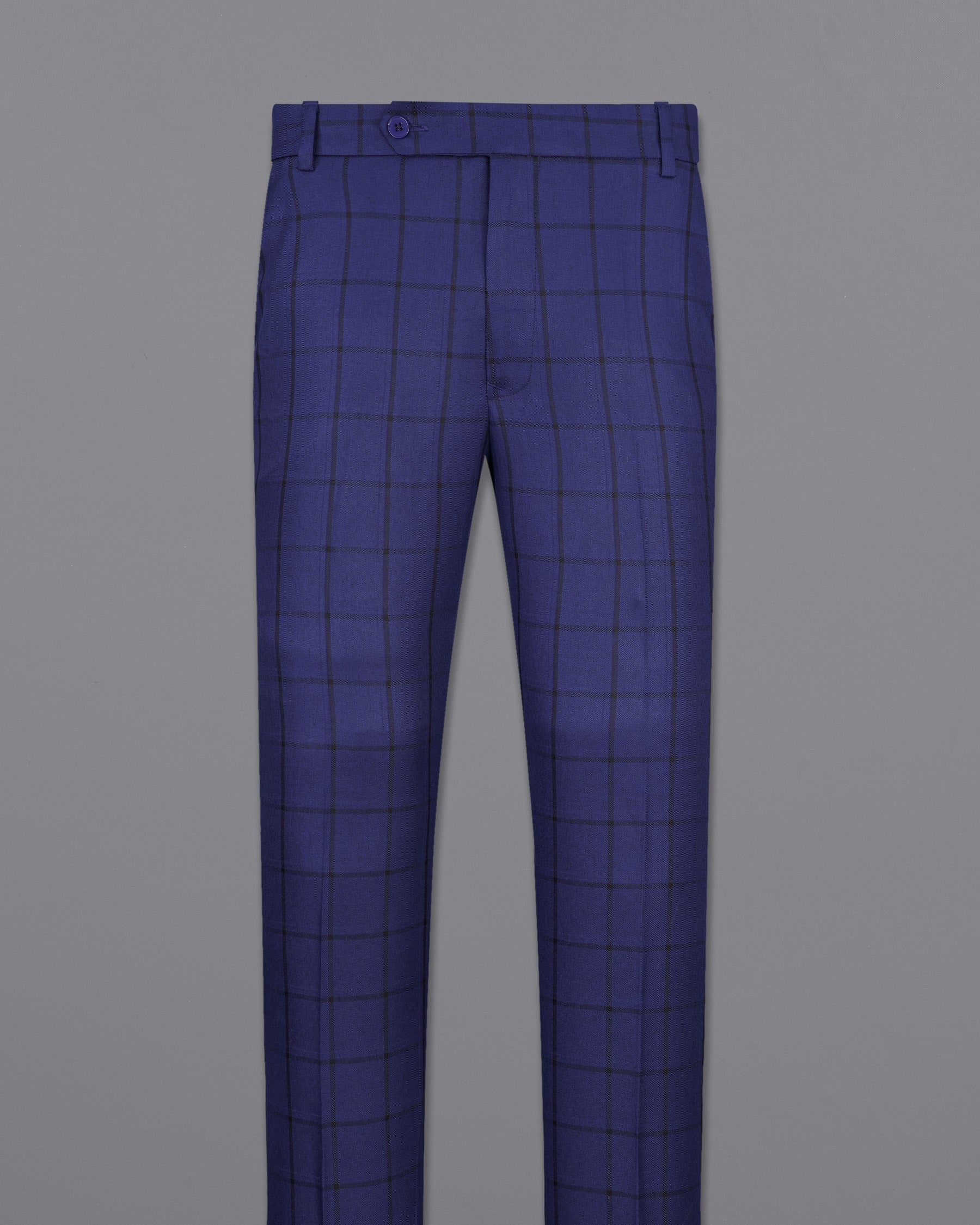 Zodiac Dark Blue Windowpane Cross Placket Bandhgala Suit