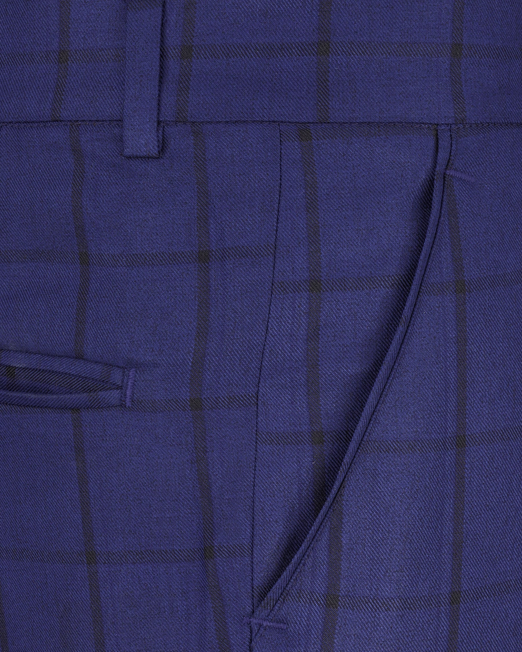 Zodiac Dark Blue Windowpane Cross Placket Bandhgala Suit