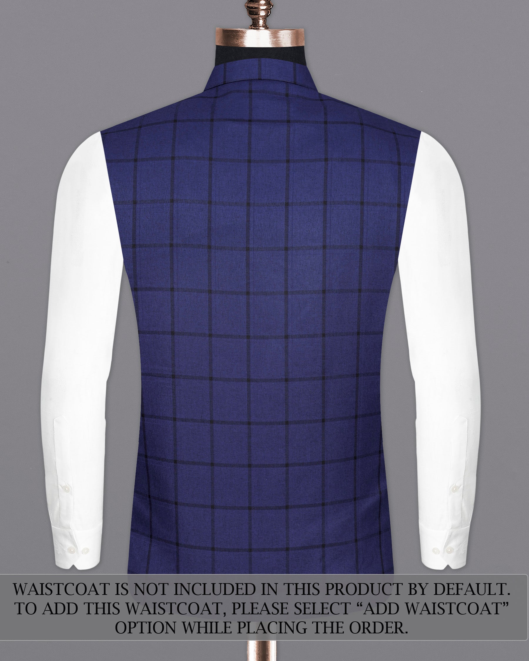 Zodiac Dark Blue Windowpane Cross Placket Bandhgala Suit