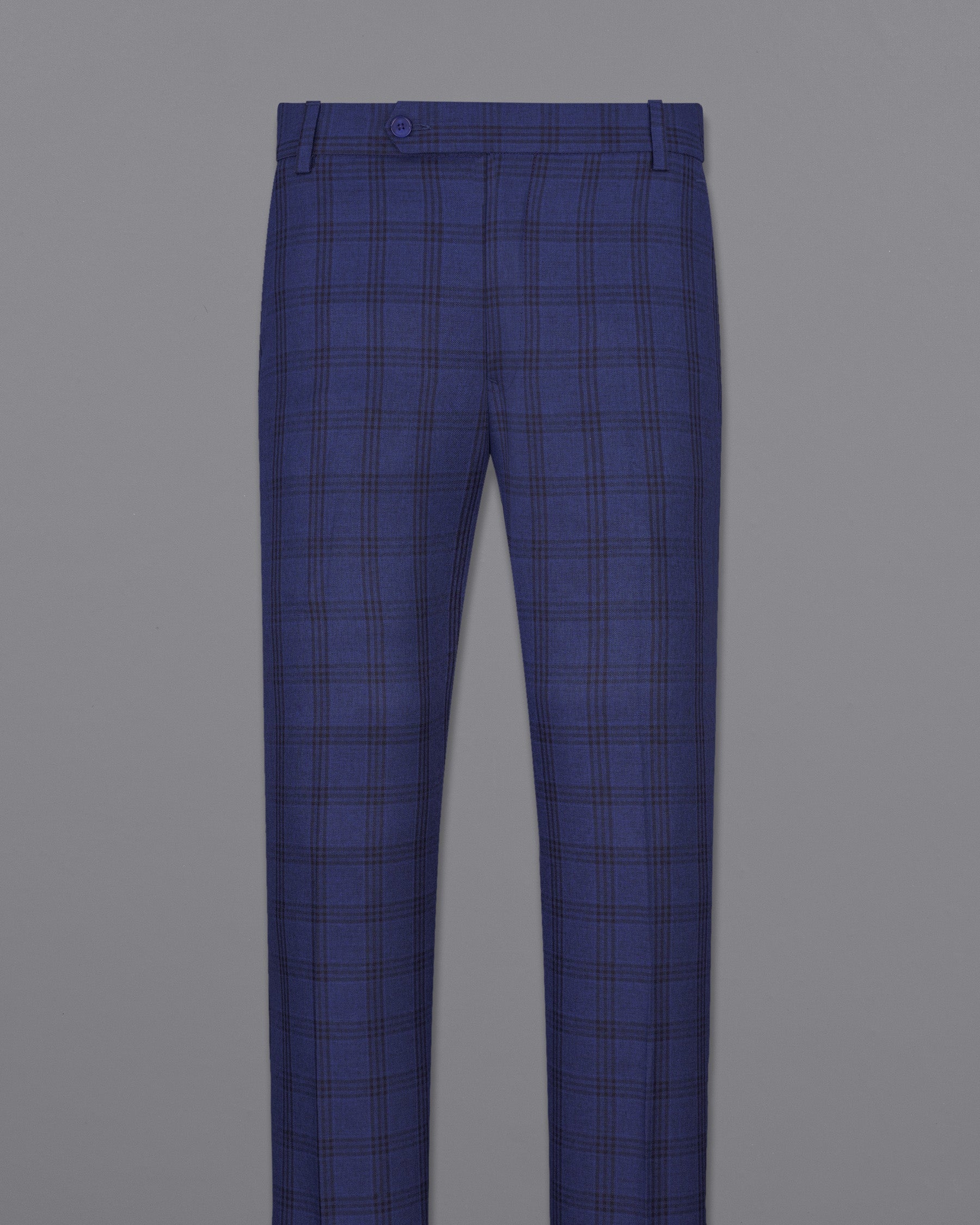 Cloud Burst Blue With Black Plaid Cross Placket Bandhgala Suit