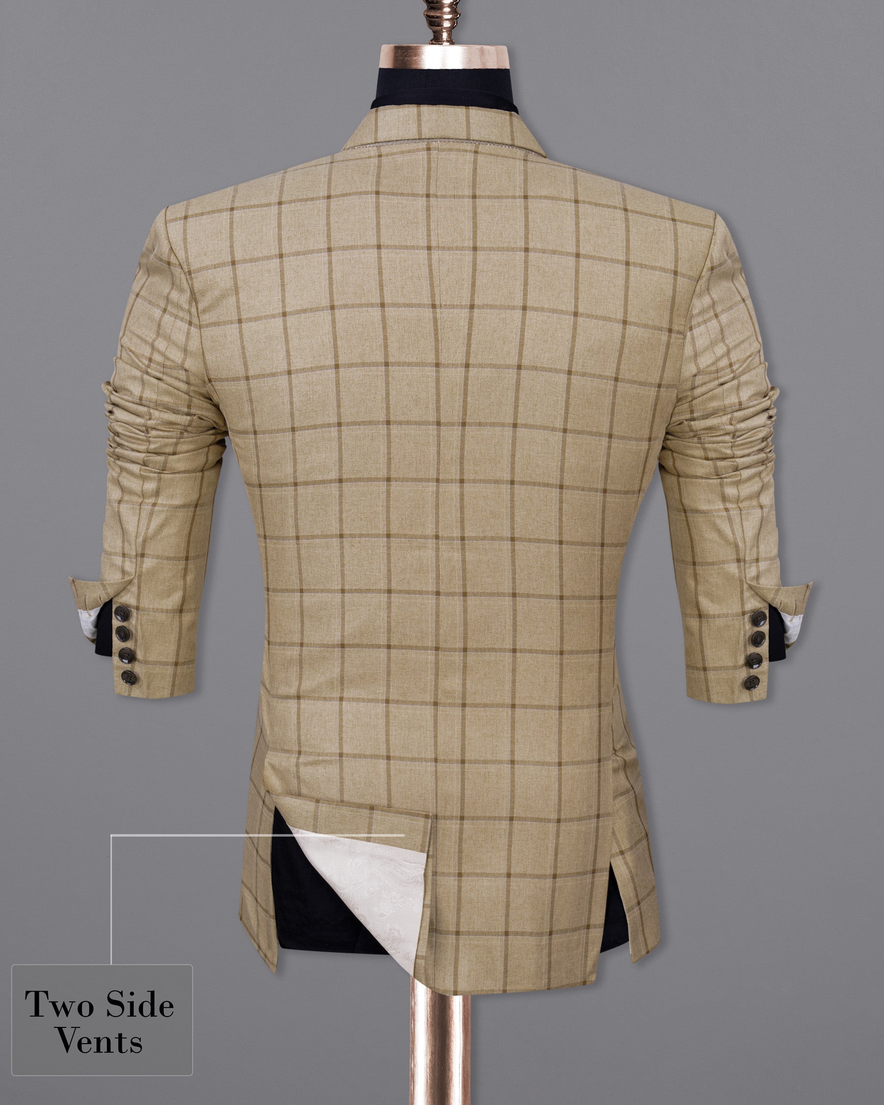 Rodeo Dust Brown Windowpane Double Breasted Suit