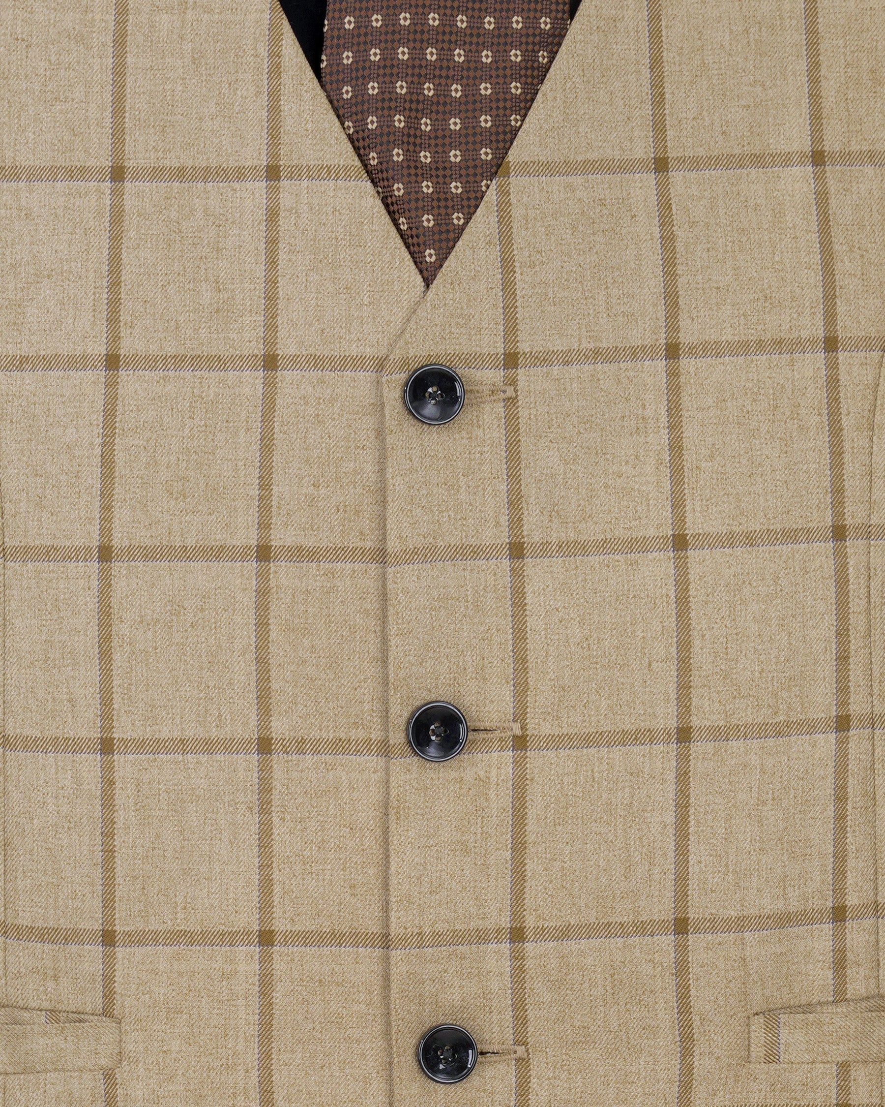 Rodeo Dust Brown Windowpane Double Breasted Suit